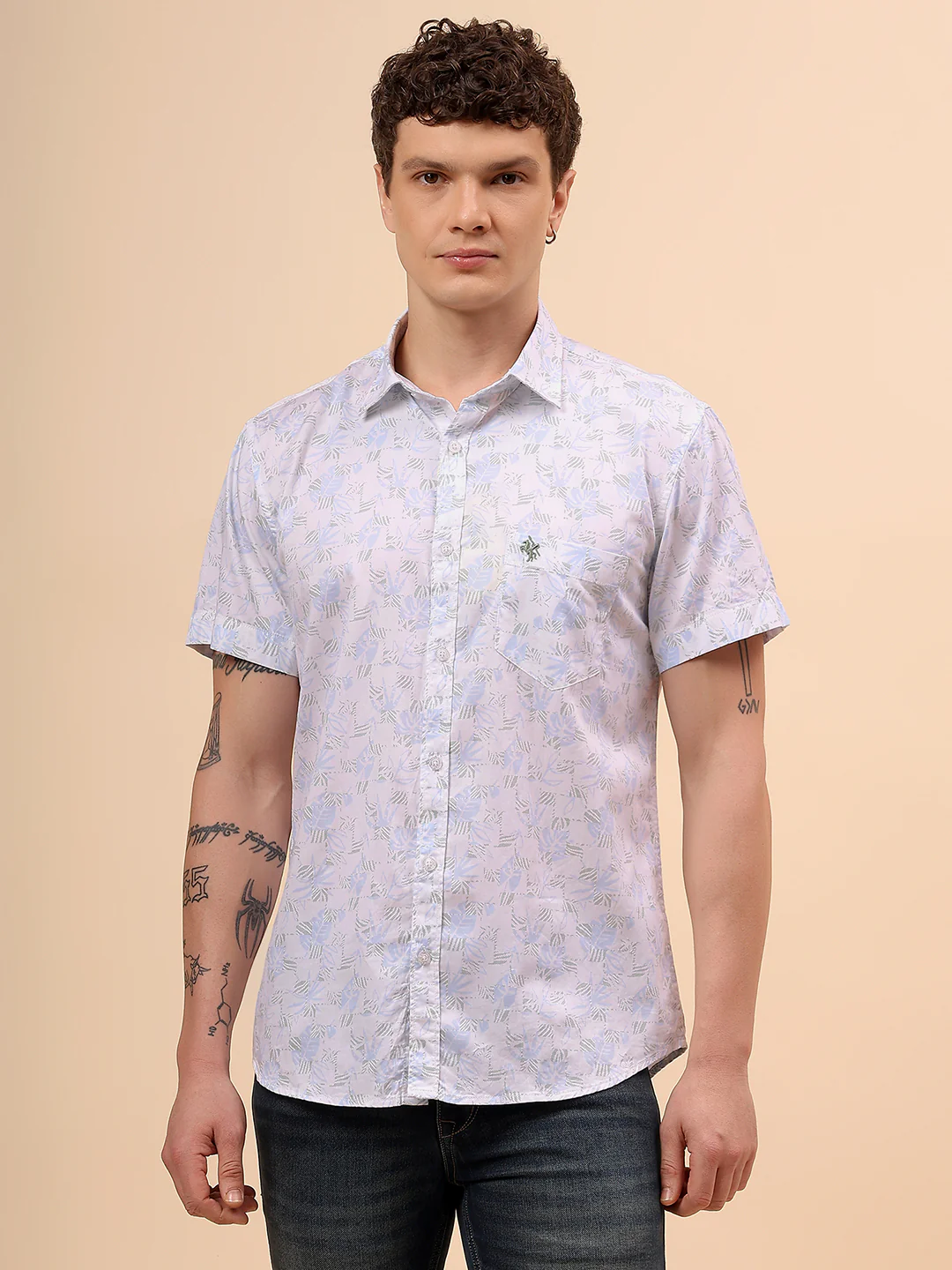 Casual Shirt for Men | Breathable & Soft with Color Fastness Regular Fit Spread Collar Neck Cotton Fabric Printed Pattern - Image 3