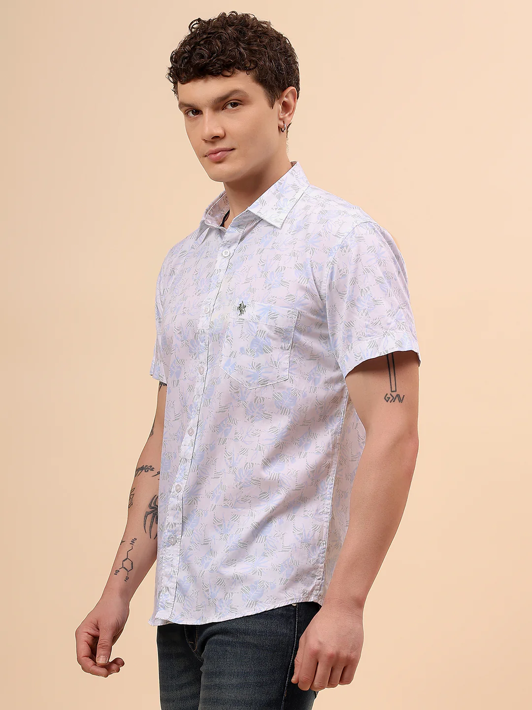 Casual Shirt for Men | Breathable & Soft with Color Fastness Regular Fit Spread Collar Neck Cotton Fabric Printed Pattern - Image 4