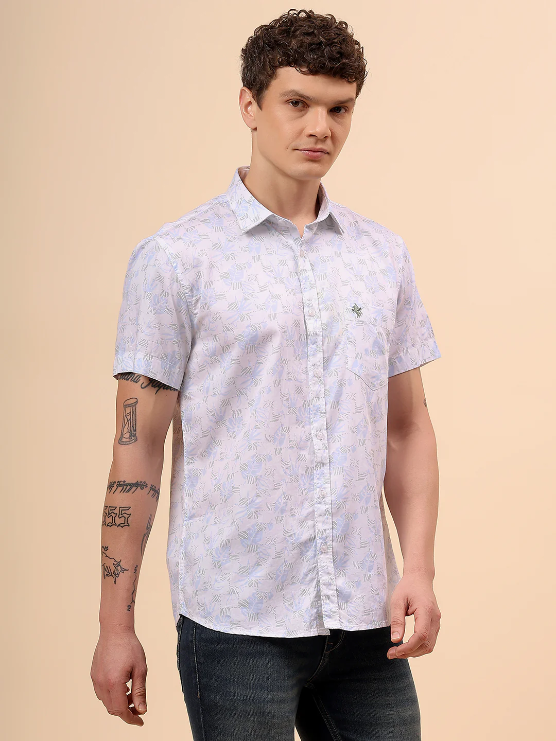 Casual Shirt for Men | Breathable & Soft with Color Fastness Regular Fit Spread Collar Neck Cotton Fabric Printed Pattern - Image 5