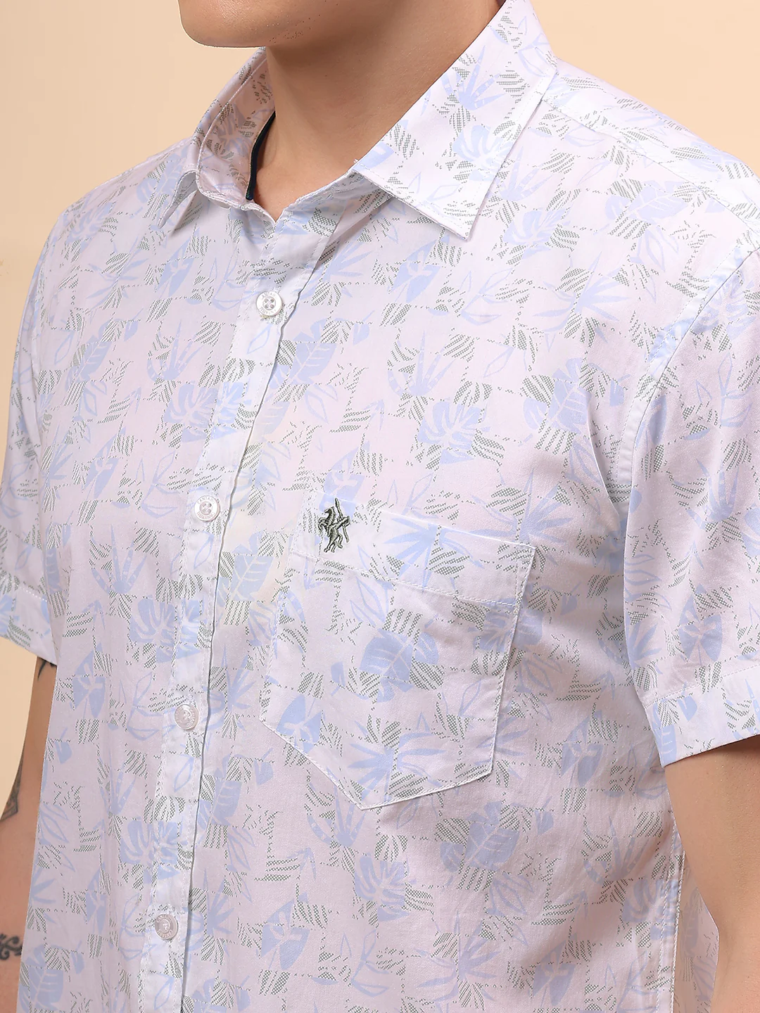 Casual Shirt for Men | Breathable & Soft with Color Fastness Regular Fit Spread Collar Neck Cotton Fabric Printed Pattern - Image 7