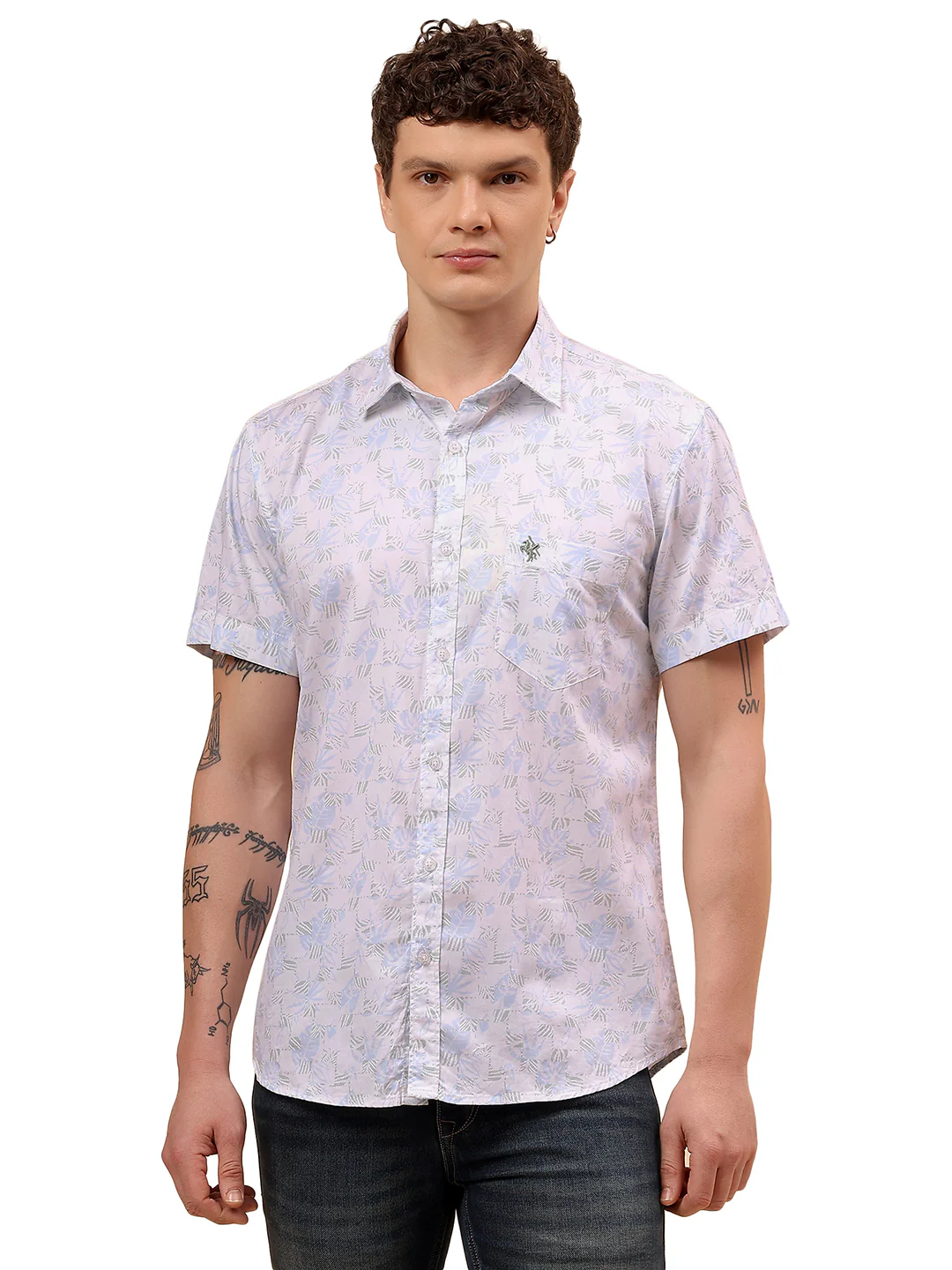 Casual Shirt for Men | Breathable & Soft with Color Fastness Regular Fit Spread Collar Neck Cotton Fabric Printed Pattern - Image 9