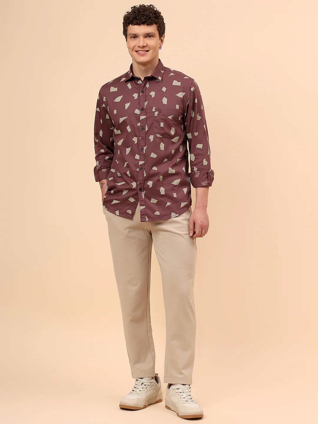 Casual Shirt for Men | Breathable & Soft with Color Fastness Regular Fit Spread Collar Neck Cotton Fabric Printed Pattern - Image 2