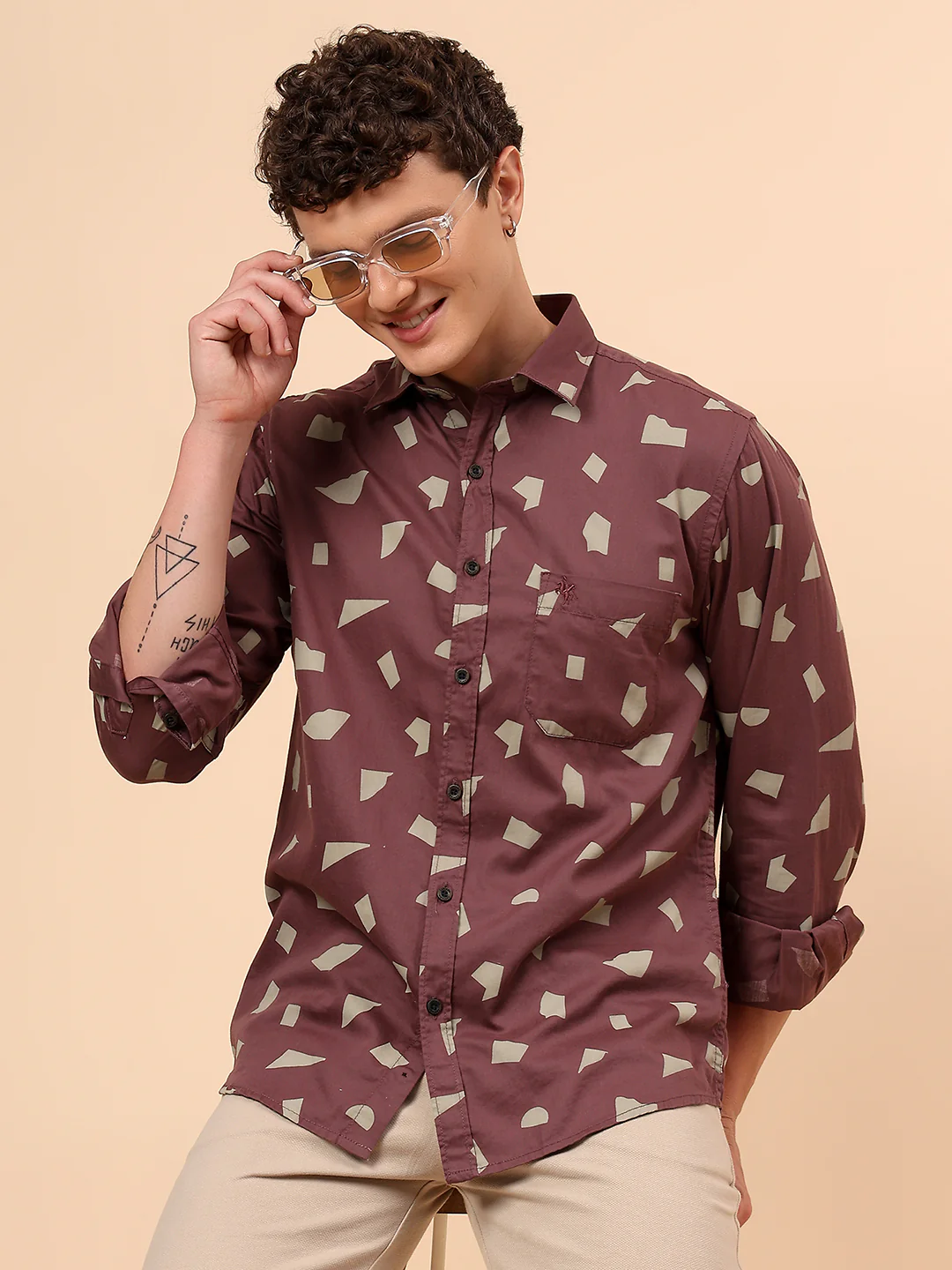 Casual Shirt for Men | Breathable & Soft with Color Fastness Regular Fit Spread Collar Neck Cotton Fabric Printed Pattern - Image 3