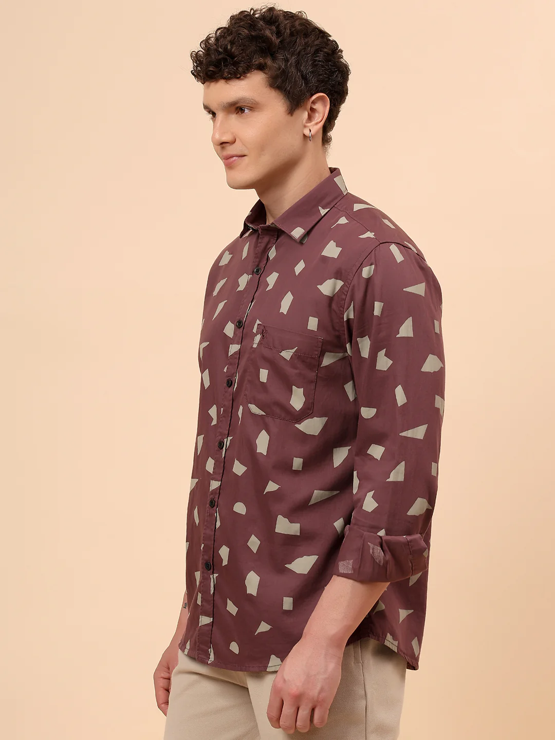 Casual Shirt for Men | Breathable & Soft with Color Fastness Regular Fit Spread Collar Neck Cotton Fabric Printed Pattern - Image 4