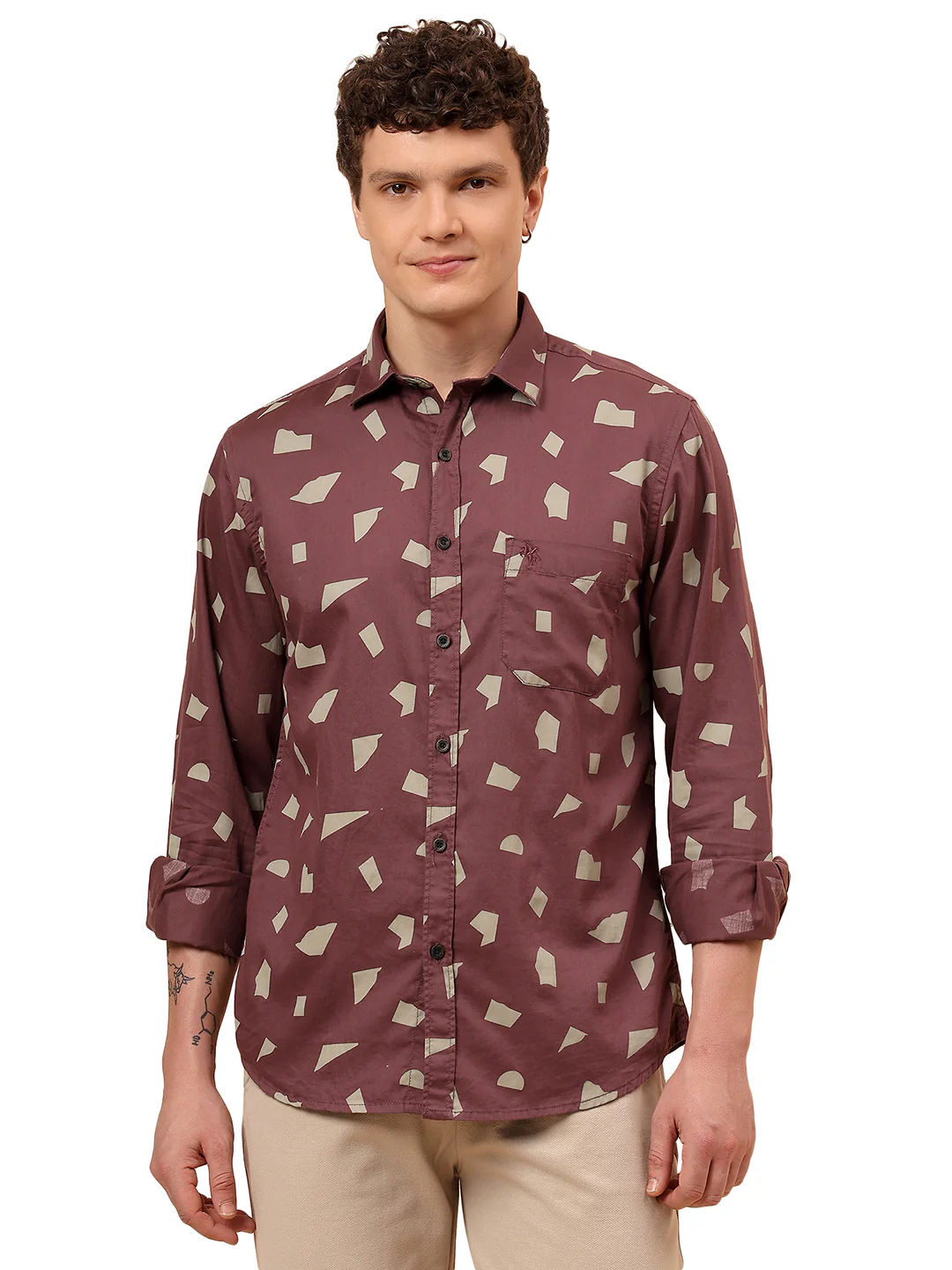 Casual Shirt for Men | Breathable & Soft with Color Fastness Regular Fit Spread Collar Neck Cotton Fabric Printed Pattern - Image 9
