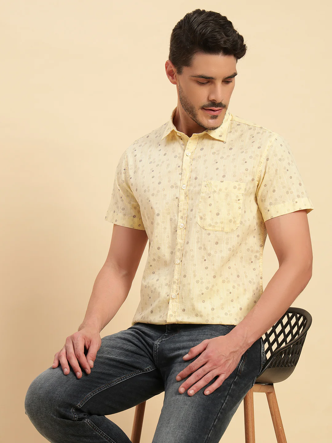 Casual Shirt for Men | Breathable & Soft with Color Fastness Regular Fit Spread Collar Neck Cotton Fabric Printed Pattern - Image 10