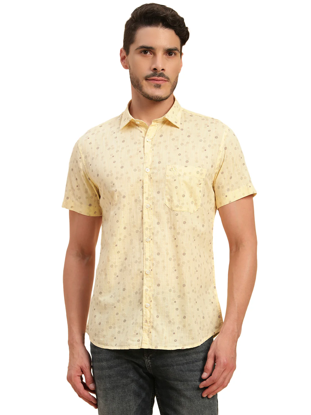 Casual Shirt for Men | Breathable & Soft with Color Fastness Regular Fit Spread Collar Neck Cotton Fabric Printed Pattern - Image 2