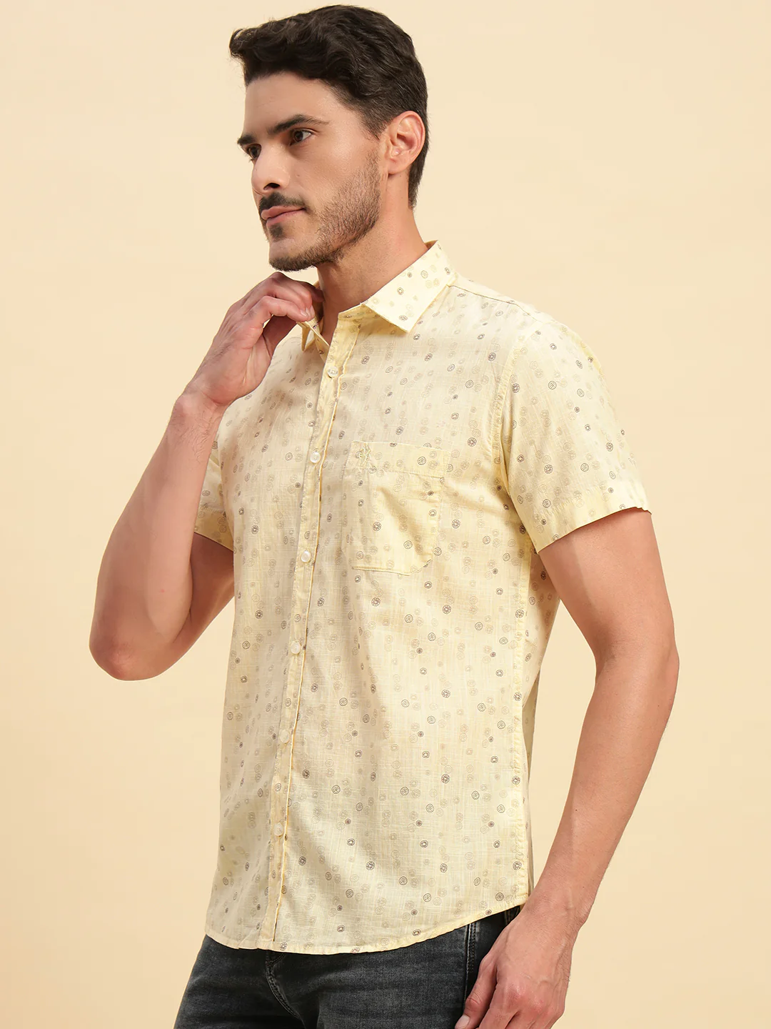Casual Shirt for Men | Breathable & Soft with Color Fastness Regular Fit Spread Collar Neck Cotton Fabric Printed Pattern - Image 4