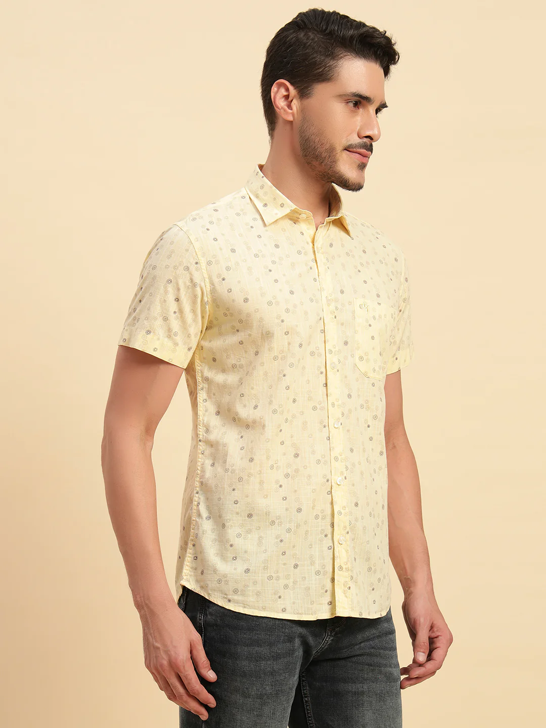 Casual Shirt for Men | Breathable & Soft with Color Fastness Regular Fit Spread Collar Neck Cotton Fabric Printed Pattern - Image 5