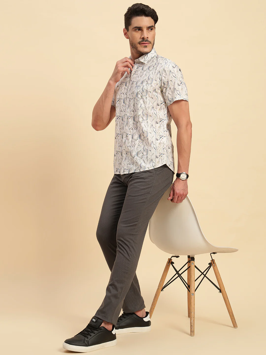 Casual Shirt for Men | Breathable & Soft with Color Fastness Regular Fit Spread Collar Neck Cotton Fabric Printed Pattern - Image 10