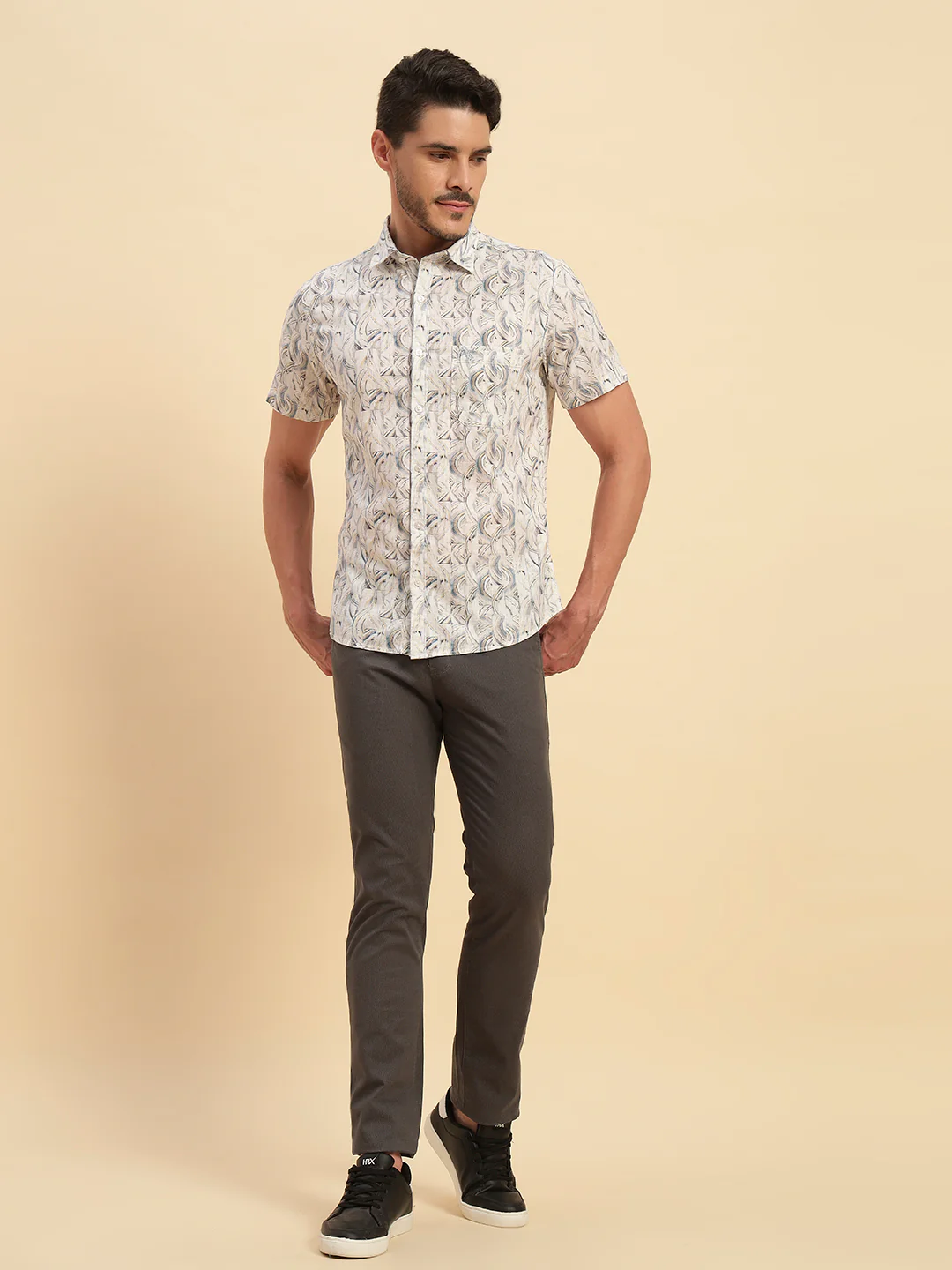 Casual Shirt for Men | Breathable & Soft with Color Fastness Regular Fit Spread Collar Neck Cotton Fabric Printed Pattern - Image 2