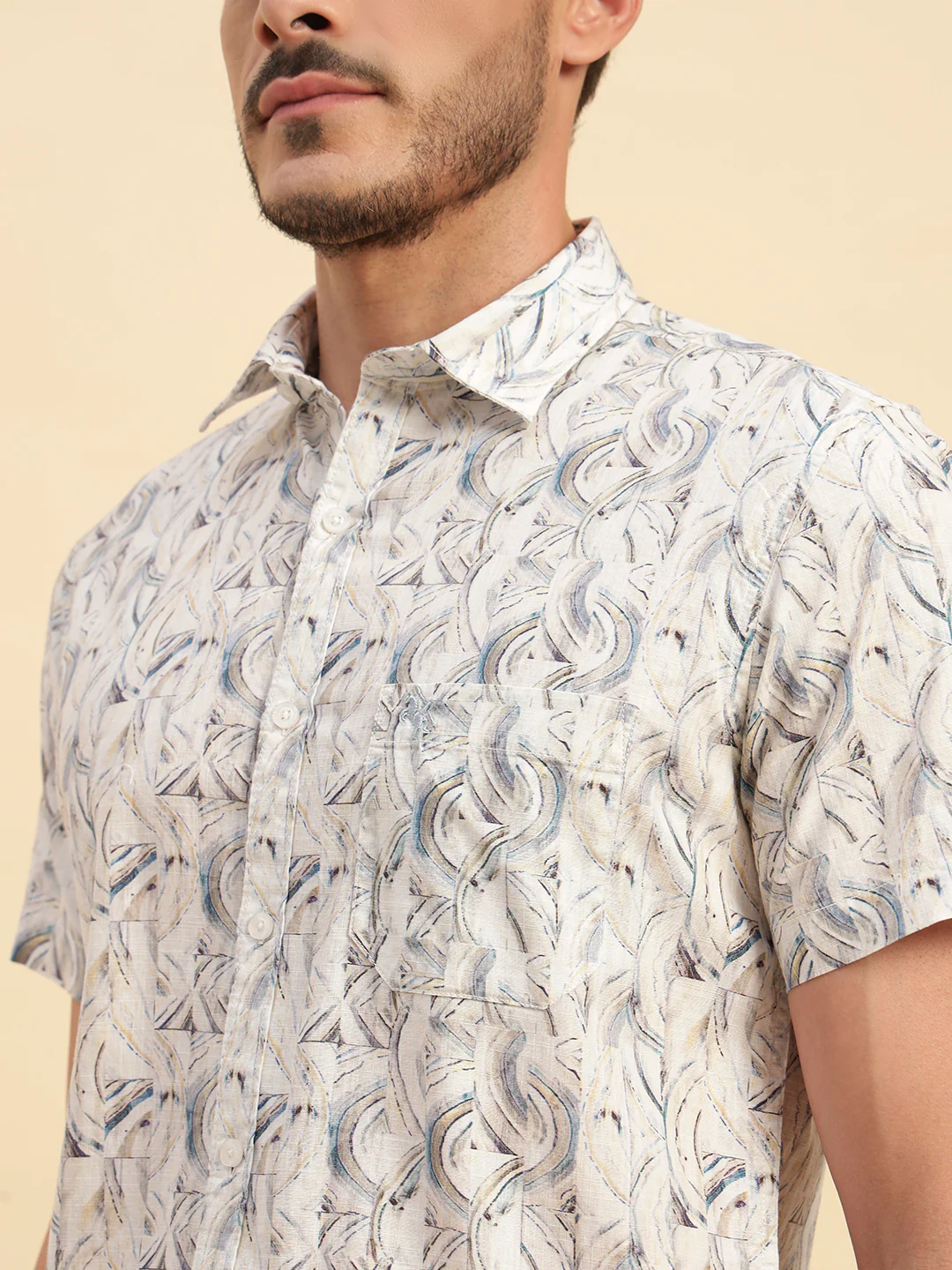 Casual Shirt for Men | Breathable & Soft with Color Fastness Regular Fit Spread Collar Neck Cotton Fabric Printed Pattern - Image 7
