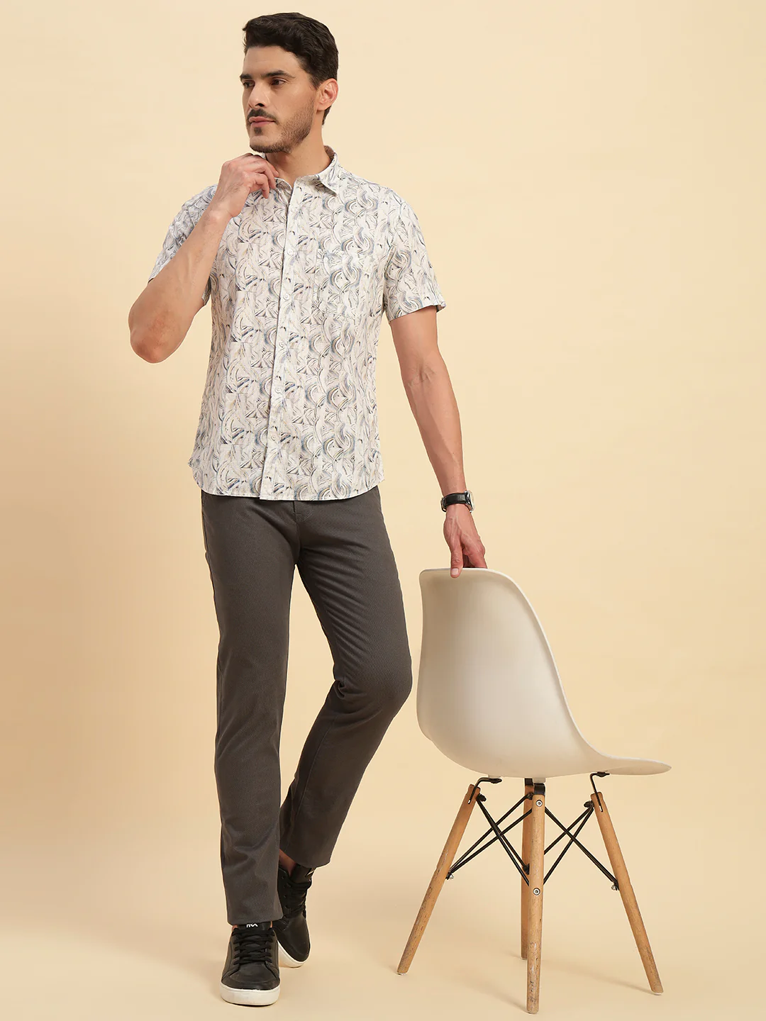 Casual Shirt for Men | Breathable & Soft with Color Fastness Regular Fit Spread Collar Neck Cotton Fabric Printed Pattern - Image 9
