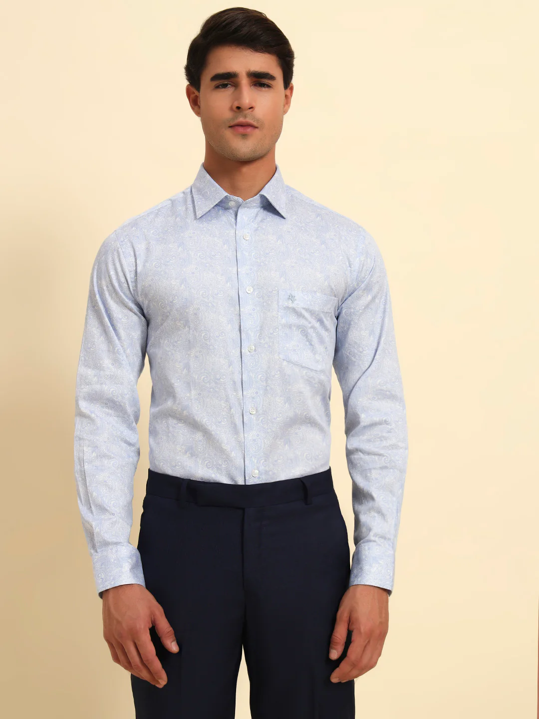 Formal Shirt for Men l Breathable & Soft with Color Fastness Regular Fit Spread Collar Neck Cotton Fabric Printed Pattern - Image 3