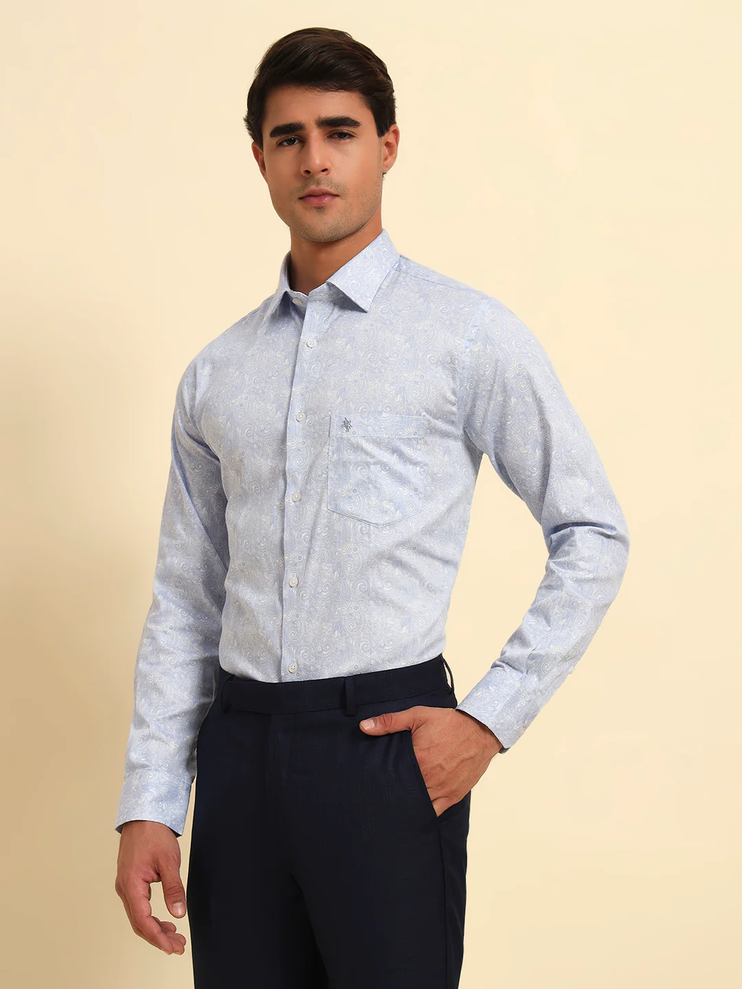 Formal Shirt for Men l Breathable & Soft with Color Fastness Regular Fit Spread Collar Neck Cotton Fabric Printed Pattern - Image 6