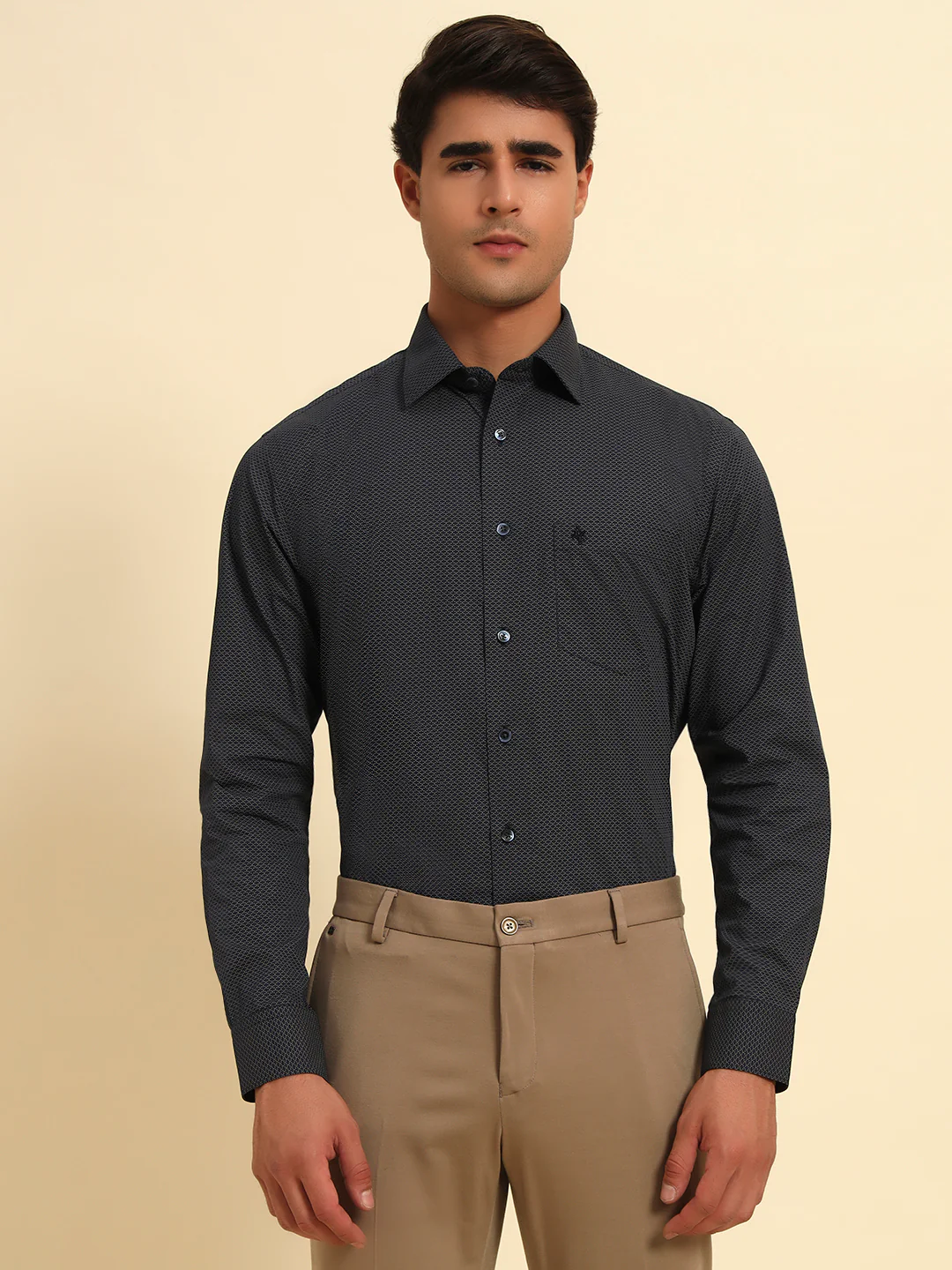 Formal Shirt for Men l Breathable & Soft with Color Fastness Regular Fit Spread Collar Neck Cotton Fabric Printed Pattern - Image 3