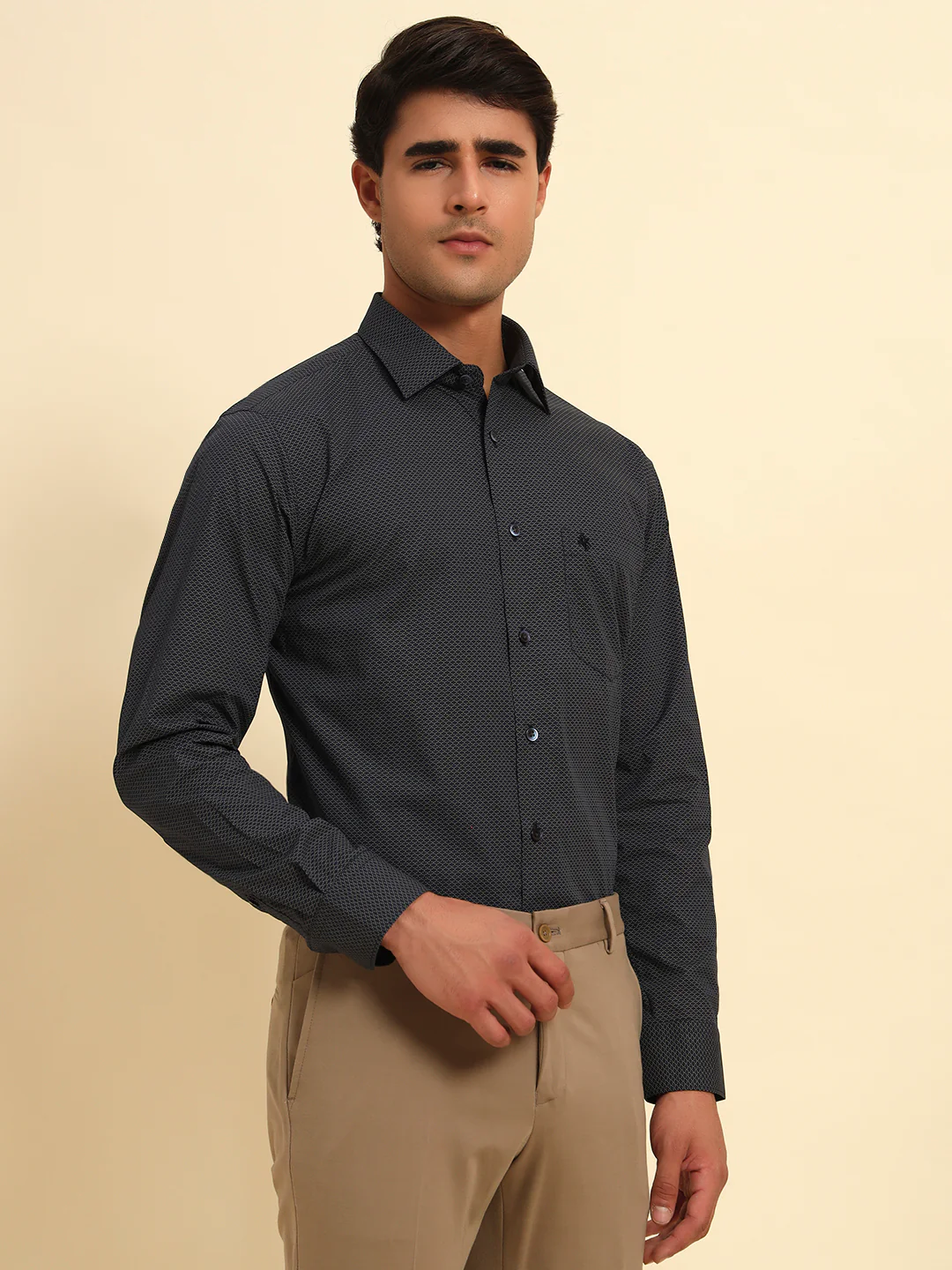 Formal Shirt for Men l Breathable & Soft with Color Fastness Regular Fit Spread Collar Neck Cotton Fabric Printed Pattern - Image 5