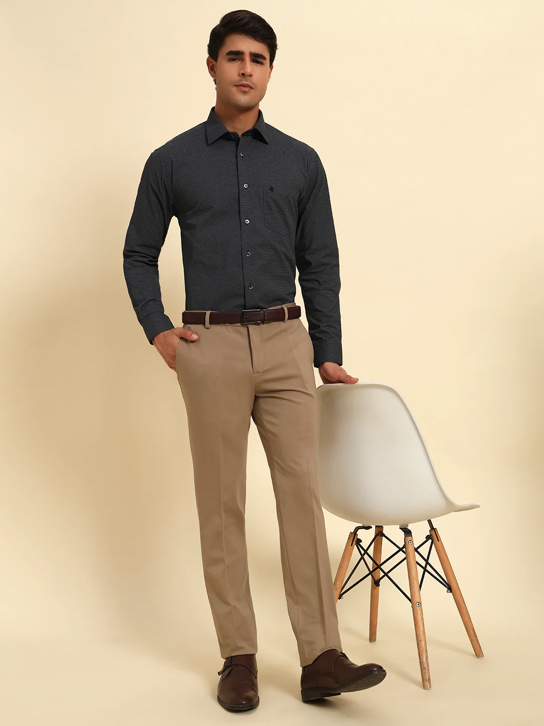 Formal Shirt for Men l Breathable & Soft with Color Fastness Regular Fit Spread Collar Neck Cotton Fabric Printed Pattern - Image 9