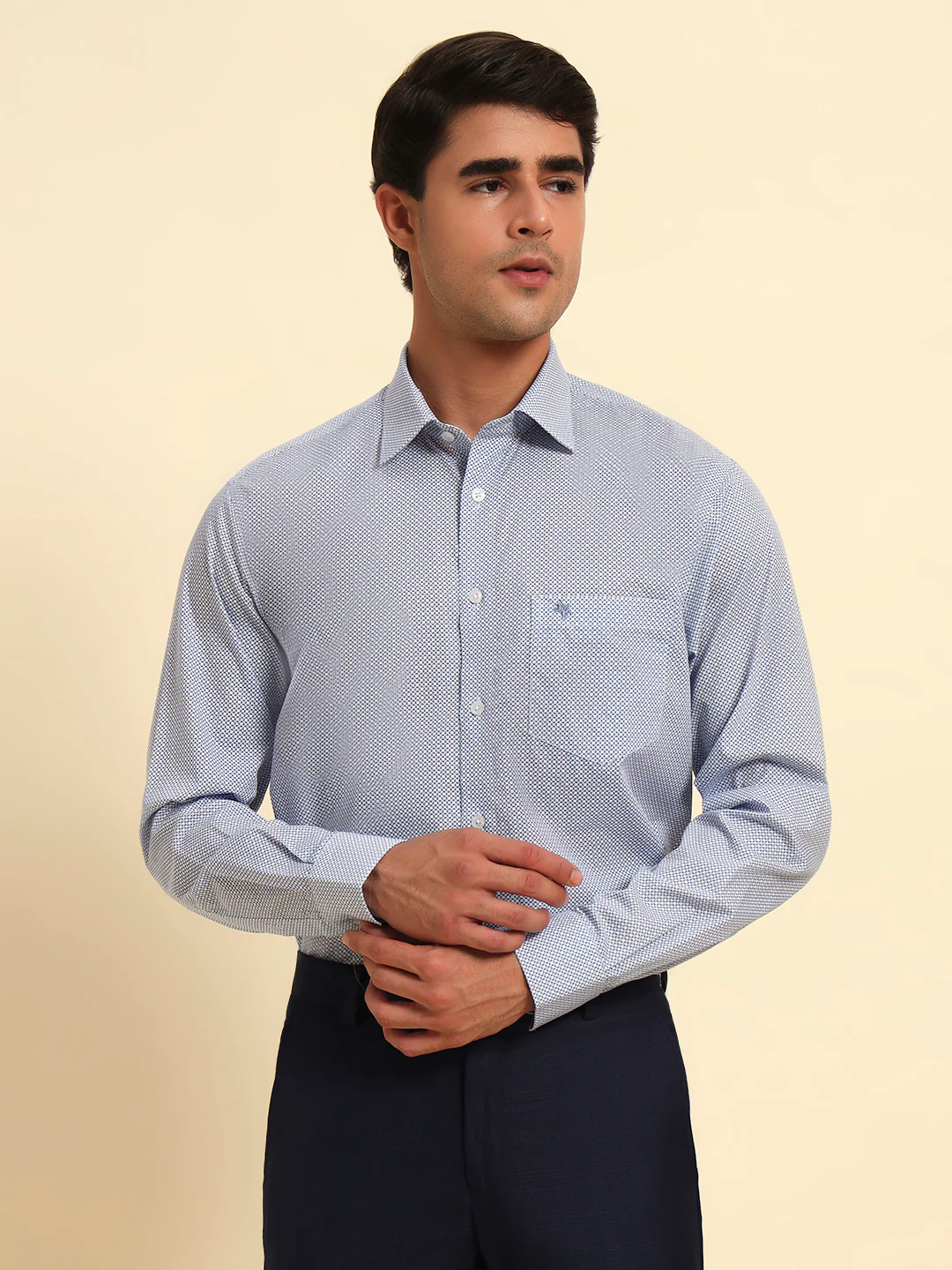 Formal Shirt for Men l Breathable & Soft with Color Fastness Regular Fit Spread Collar Neck Cotton Fabric Printed Pattern - Image 5