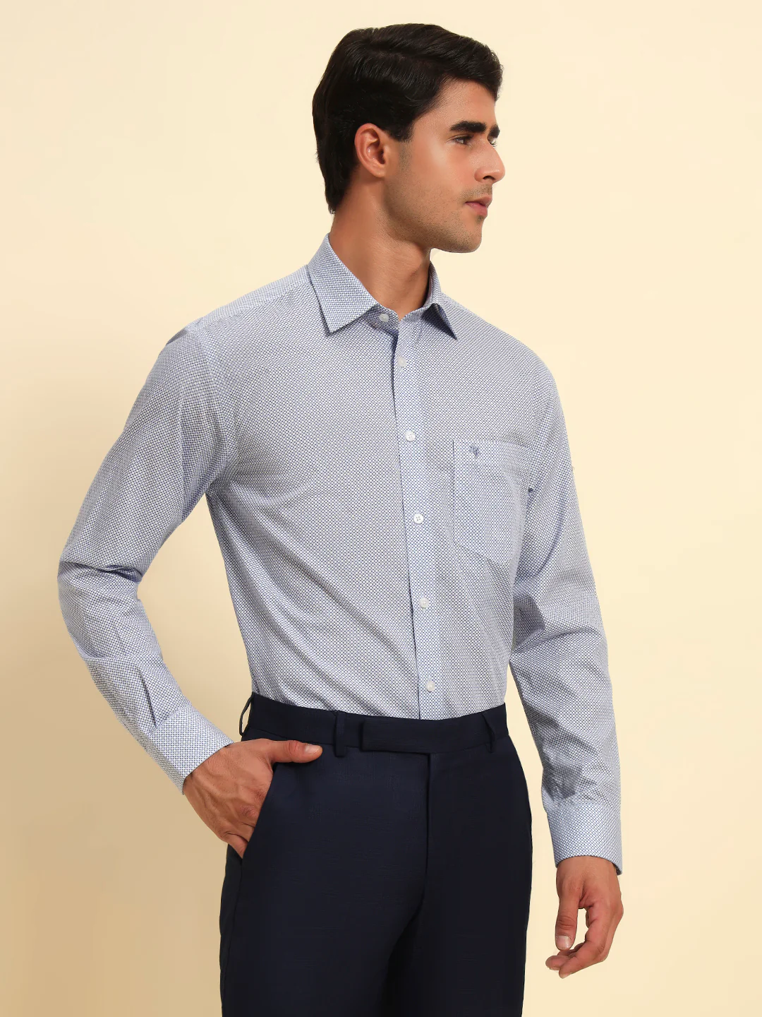 Formal Shirt for Men l Breathable & Soft with Color Fastness Regular Fit Spread Collar Neck Cotton Fabric Printed Pattern - Image 6