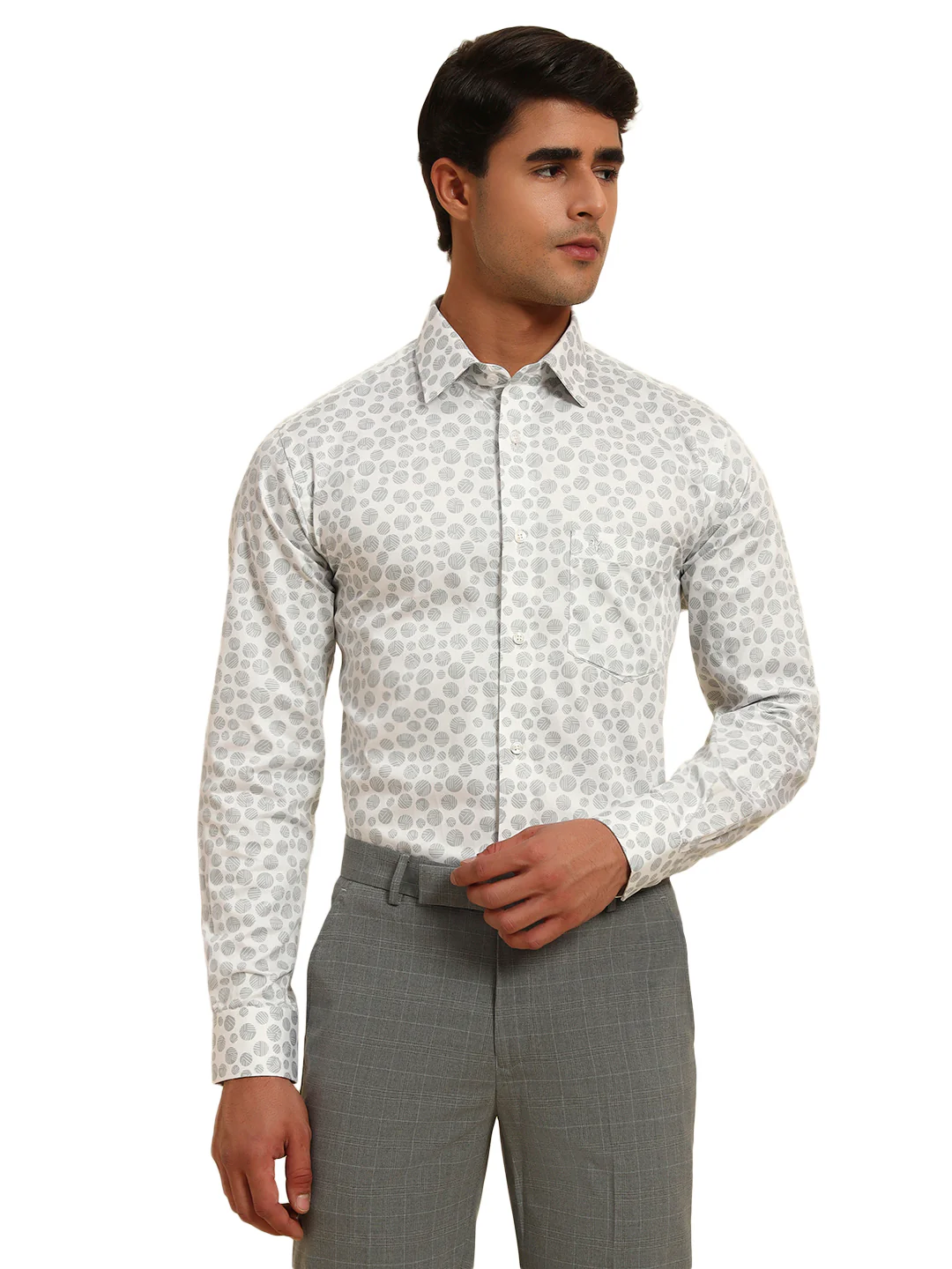Formal Shirt for Men l Breathable & Soft with Color Fastness Regular Fit Spread Collar Neck Cotton Fabric Printed Pattern - Image 2