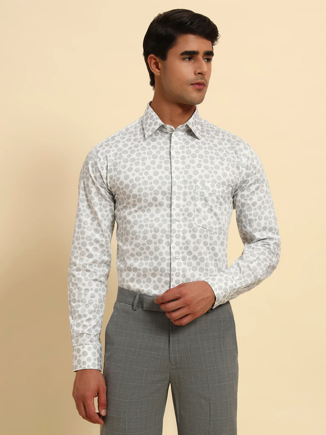 Formal Shirt for Men l Breathable & Soft with Color Fastness Regular Fit Spread Collar Neck Cotton Fabric Printed Pattern - Image 3