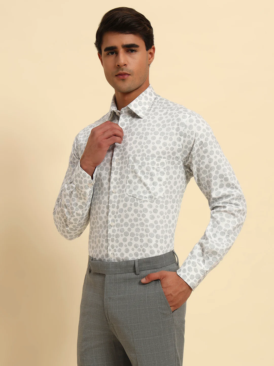 Formal Shirt for Men l Breathable & Soft with Color Fastness Regular Fit Spread Collar Neck Cotton Fabric Printed Pattern - Image 5