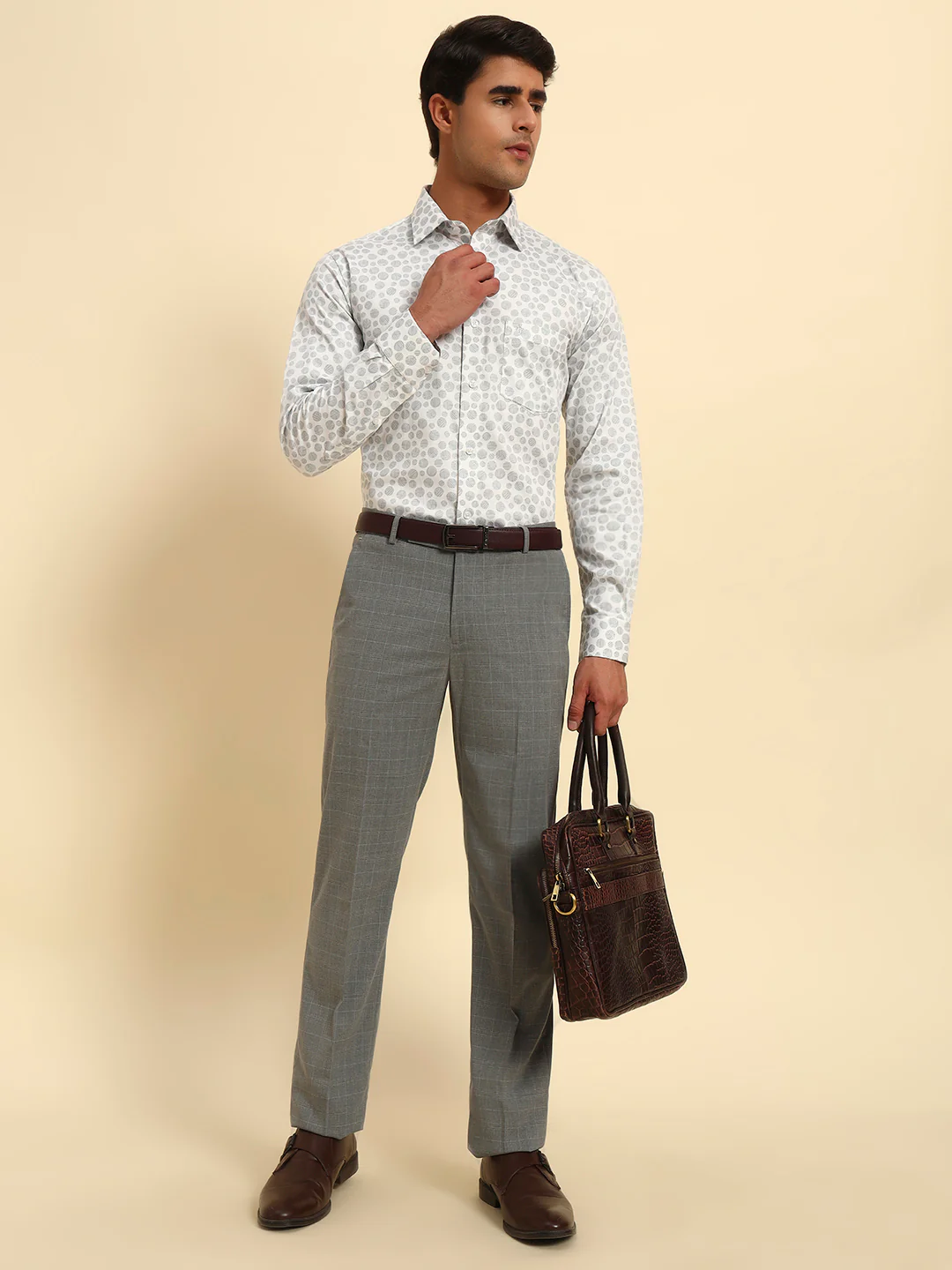 Formal Shirt for Men l Breathable & Soft with Color Fastness Regular Fit Spread Collar Neck Cotton Fabric Printed Pattern - Image 9