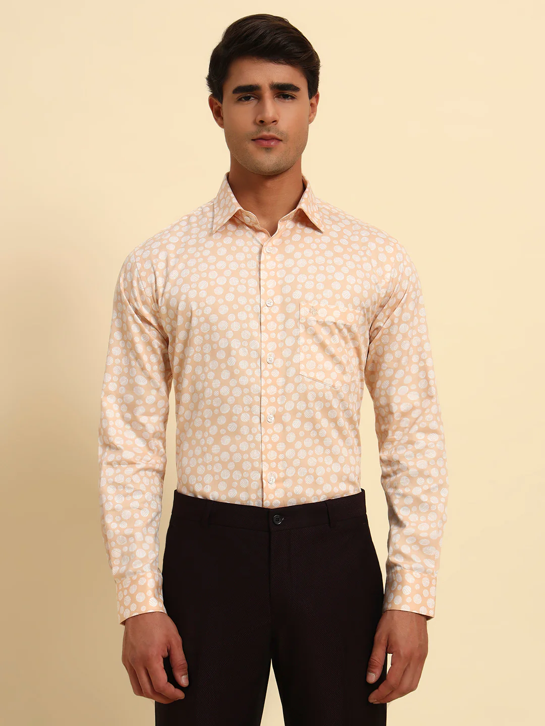 Formal Shirt for Men l Breathable & Soft with Color Fastness Regular Fit Spread Collar Neck Cotton Fabric Printed Pattern - Image 3