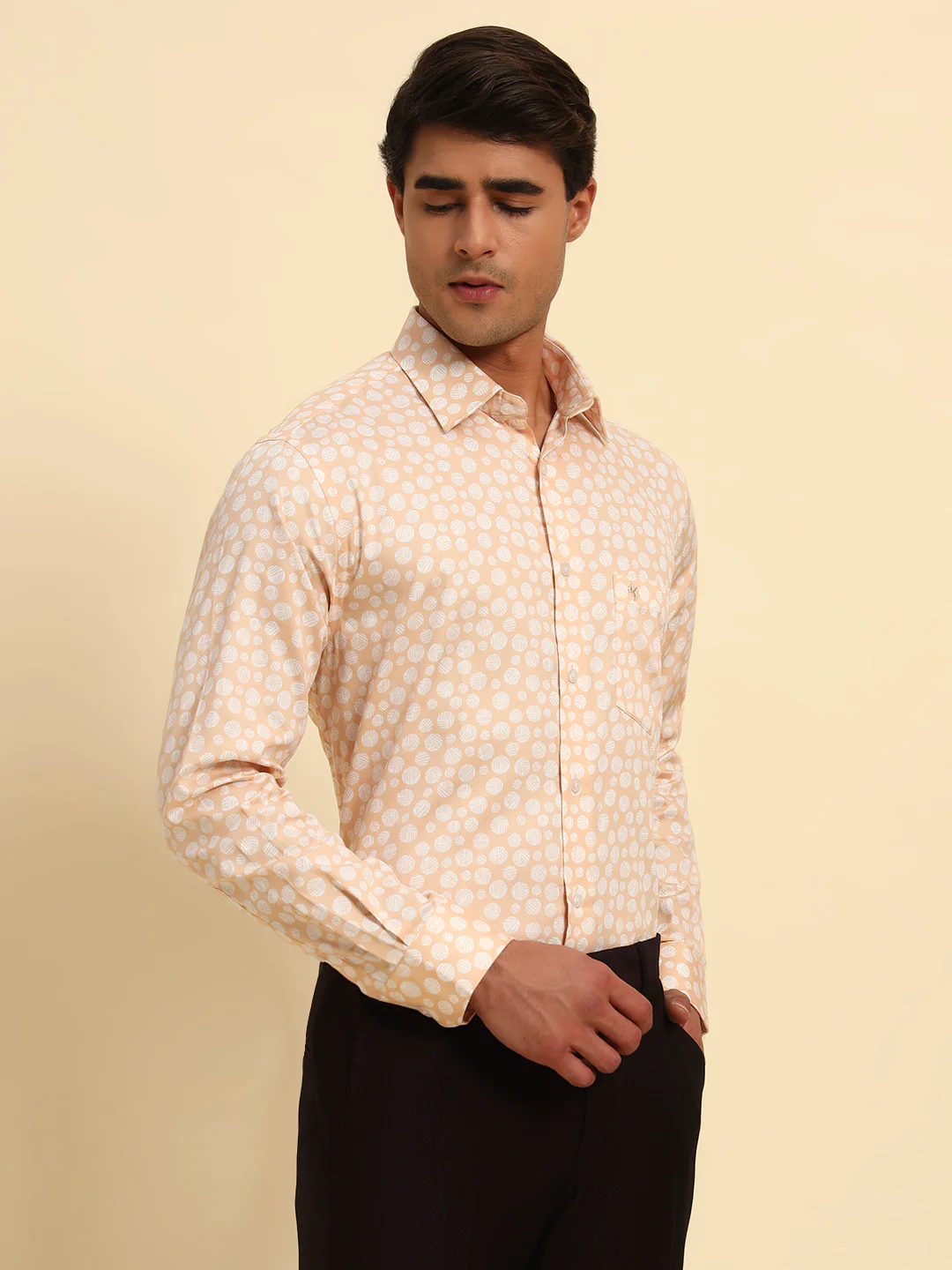 Formal Shirt for Men l Breathable & Soft with Color Fastness Regular Fit Spread Collar Neck Cotton Fabric Printed Pattern - Image 4