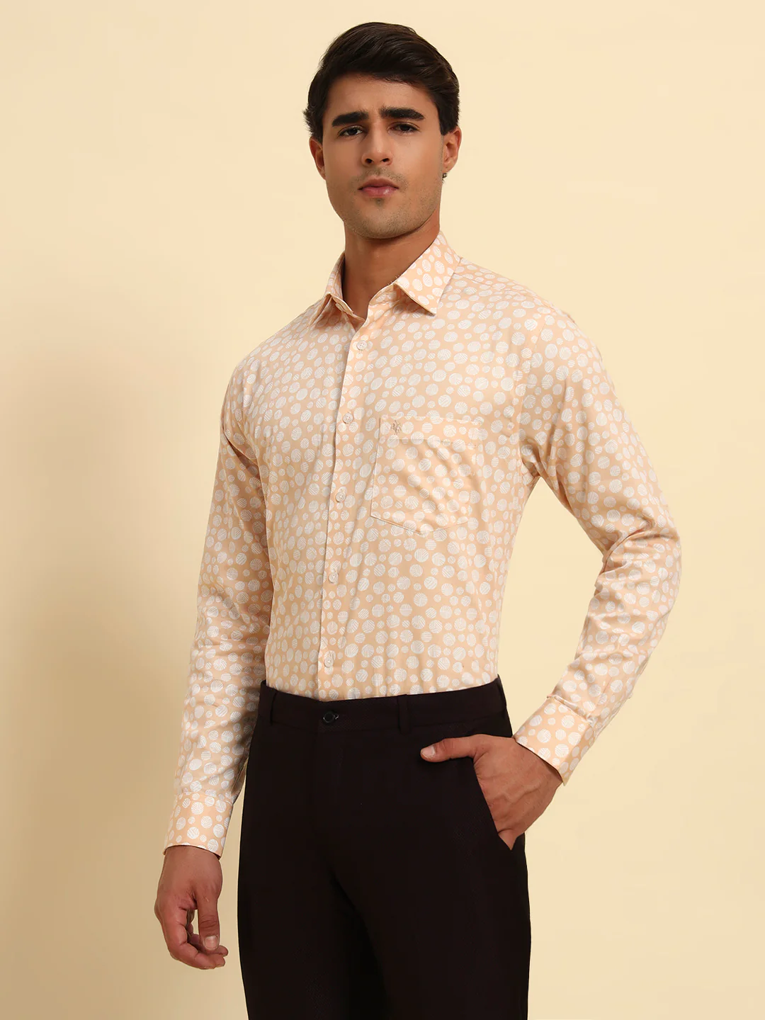 Formal Shirt for Men l Breathable & Soft with Color Fastness Regular Fit Spread Collar Neck Cotton Fabric Printed Pattern - Image 5