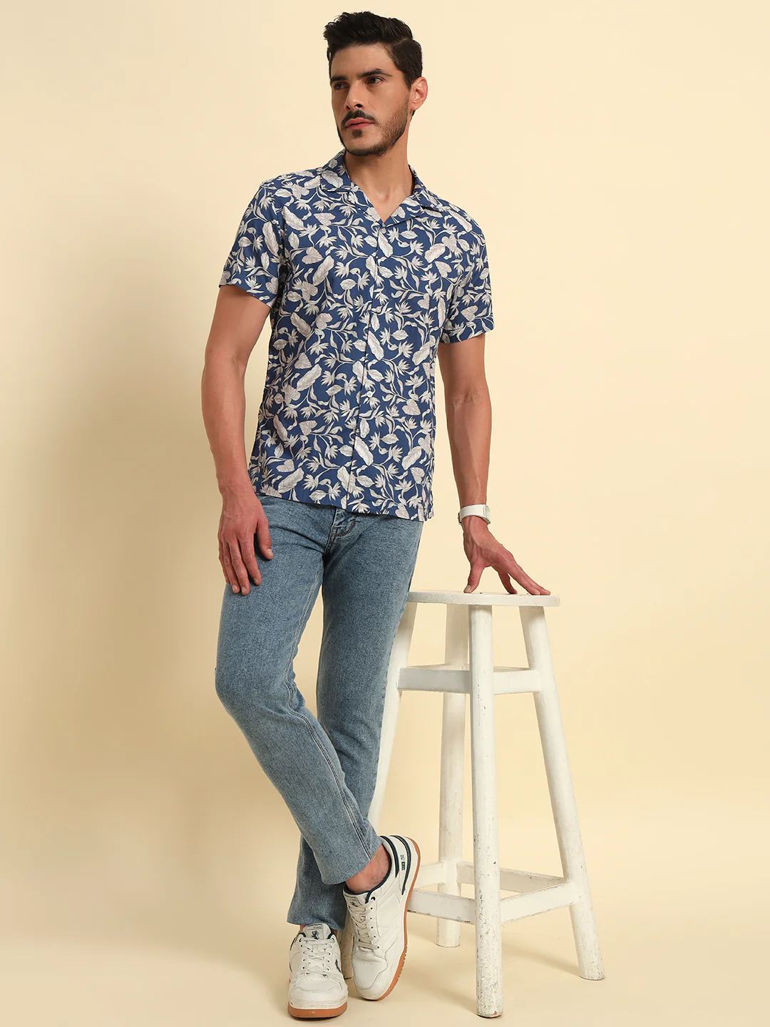 Casual Shirt for Men | Breathable & Soft with Color Fastness Regular Fit Spread Collar Neck Cotton Fabric Printed Pattern - Image 9