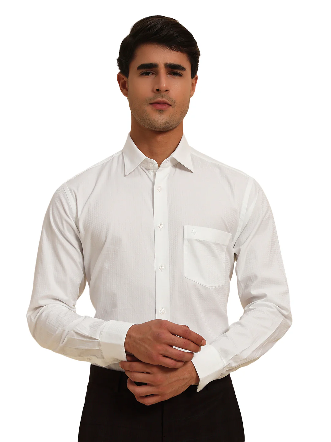 Formal Shirt for Men l Breathable & Soft with Color Fastness Regular Fit Spread Collar Neck Cotton Fabric Self Design Pattern - Image 2