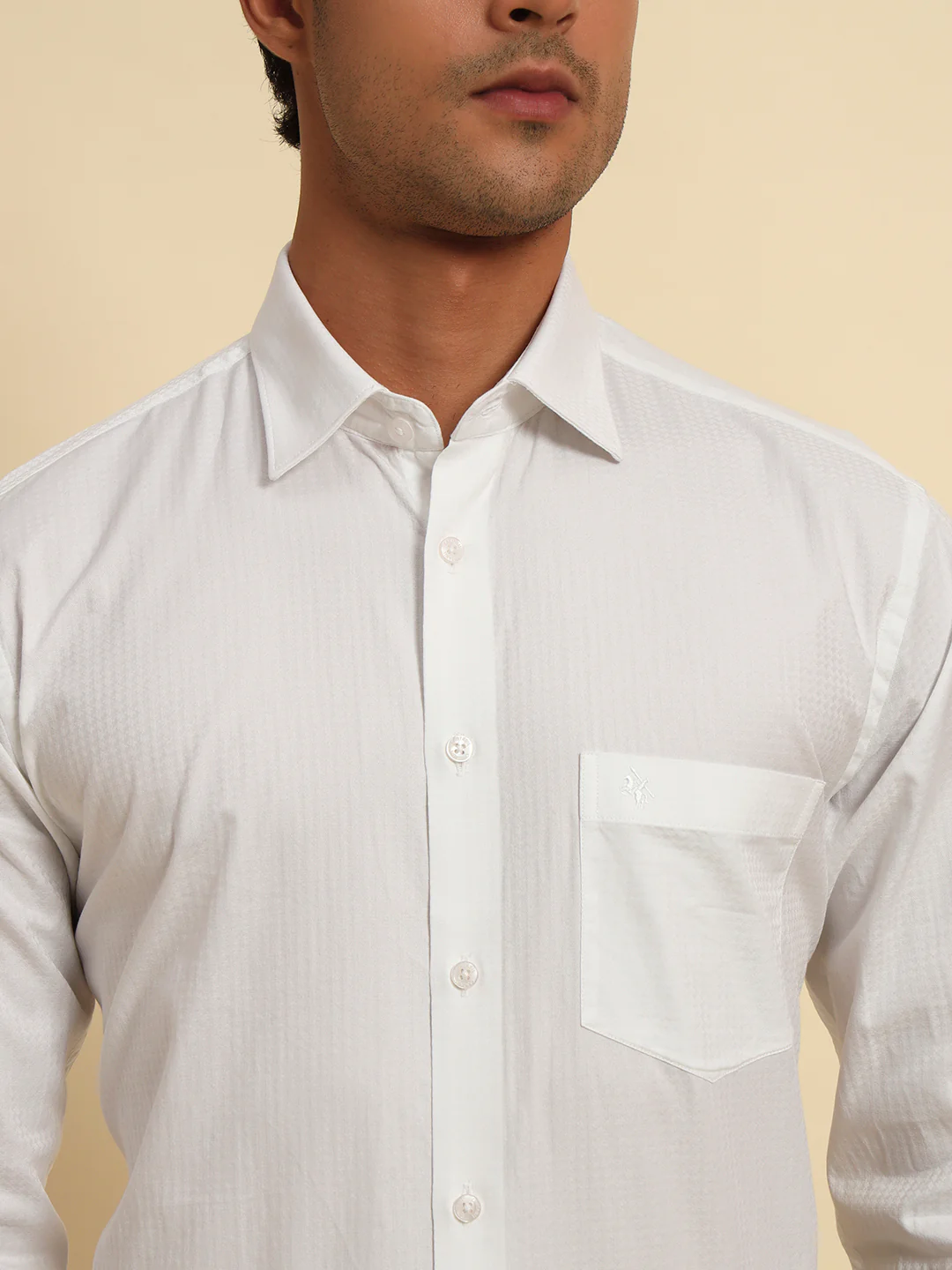 Formal Shirt for Men l Breathable & Soft with Color Fastness Regular Fit Spread Collar Neck Cotton Fabric Self Design Pattern - Image 6