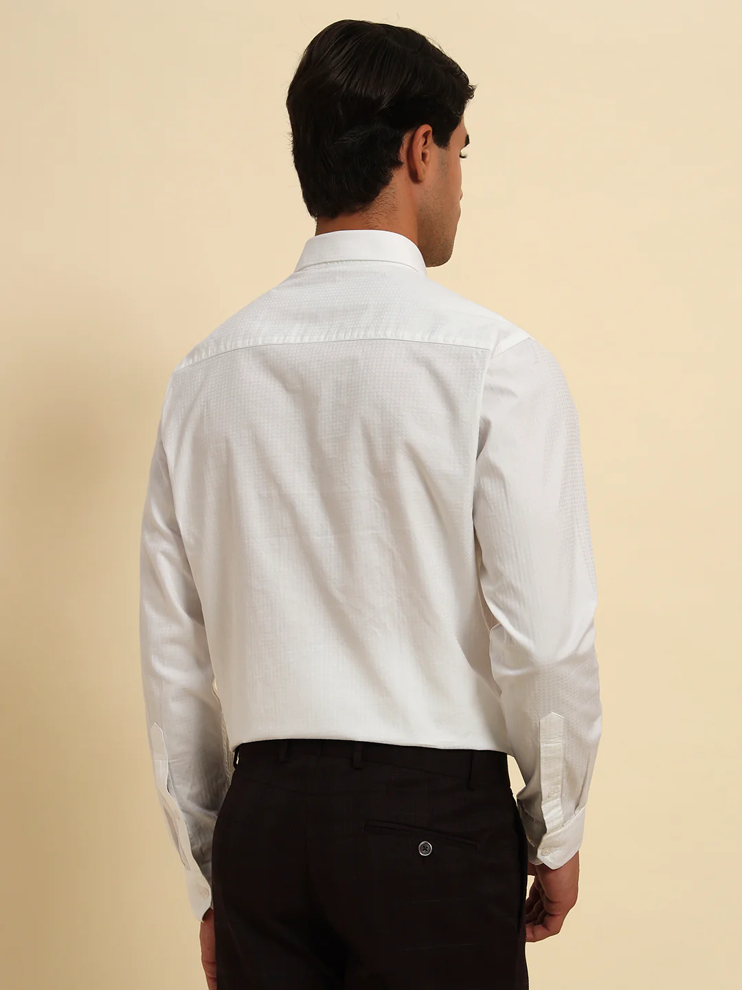 Formal Shirt for Men l Breathable & Soft with Color Fastness Regular Fit Spread Collar Neck Cotton Fabric Self Design Pattern - Image 7