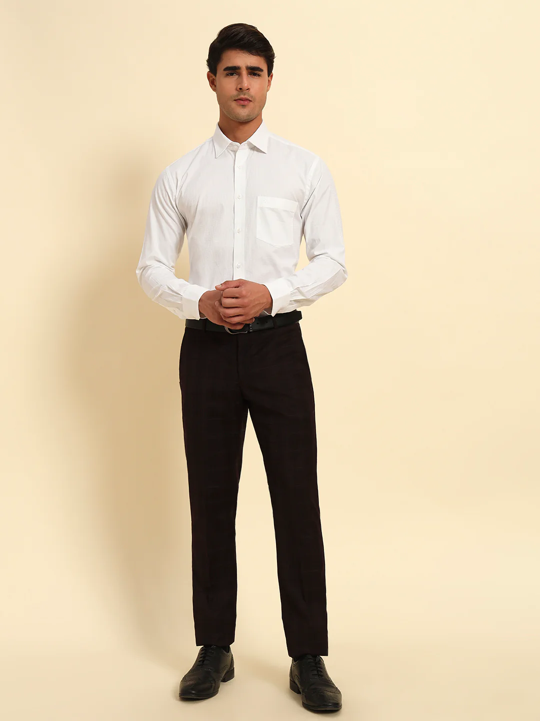Formal Shirt for Men l Breathable & Soft with Color Fastness Regular Fit Spread Collar Neck Cotton Fabric Self Design Pattern - Image 8
