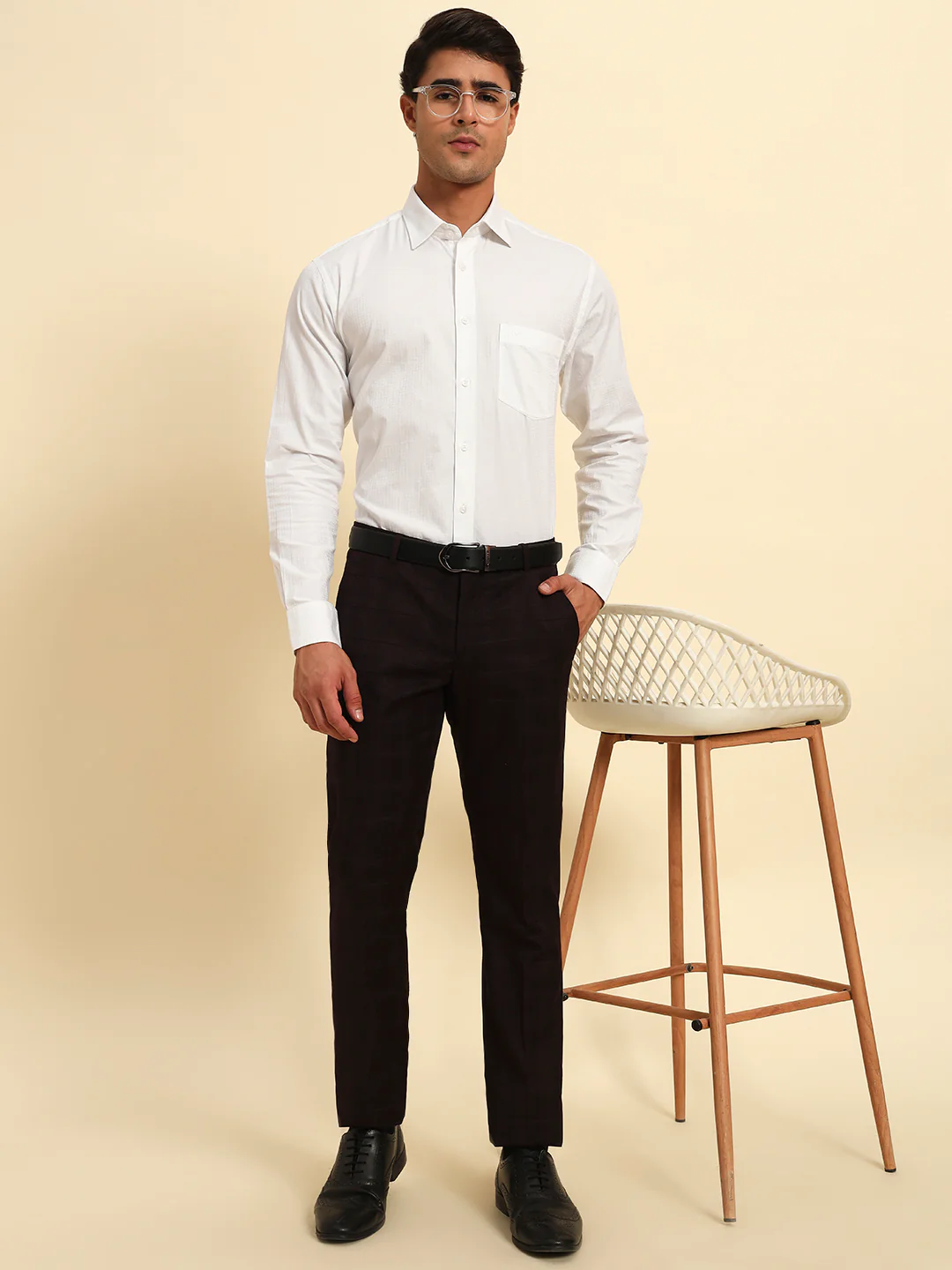 Formal Shirt for Men l Breathable & Soft with Color Fastness Regular Fit Spread Collar Neck Cotton Fabric Self Design Pattern - Image 9