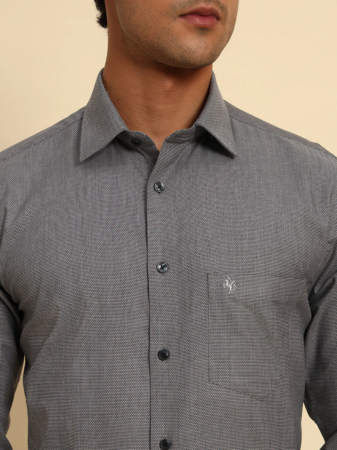 Formal Shirt for Men l Breathable & Soft with Color Fastness Regular Fit Spread Collar Neck Cotton Fabric Self Design Pattern - Image 6