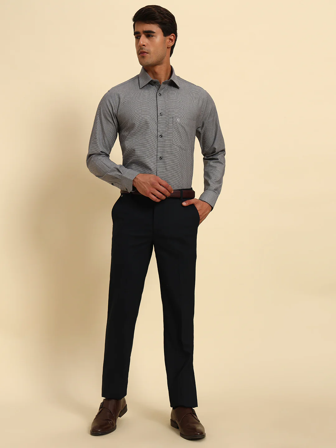 Formal Shirt for Men l Breathable & Soft with Color Fastness Regular Fit Spread Collar Neck Cotton Fabric Self Design Pattern - Image 8