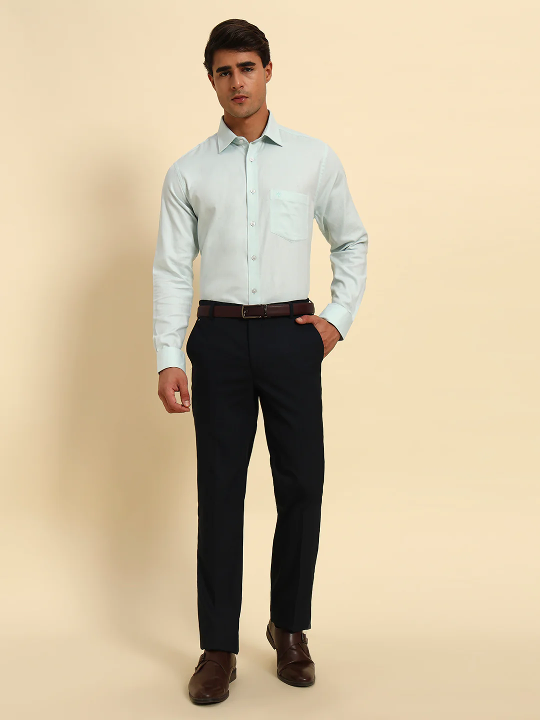 Formal Shirt for Men l Breathable & Soft with Color Fastness Regular Fit Spread Collar Neck Cotton Fabric Self Design Pattern - Image 2