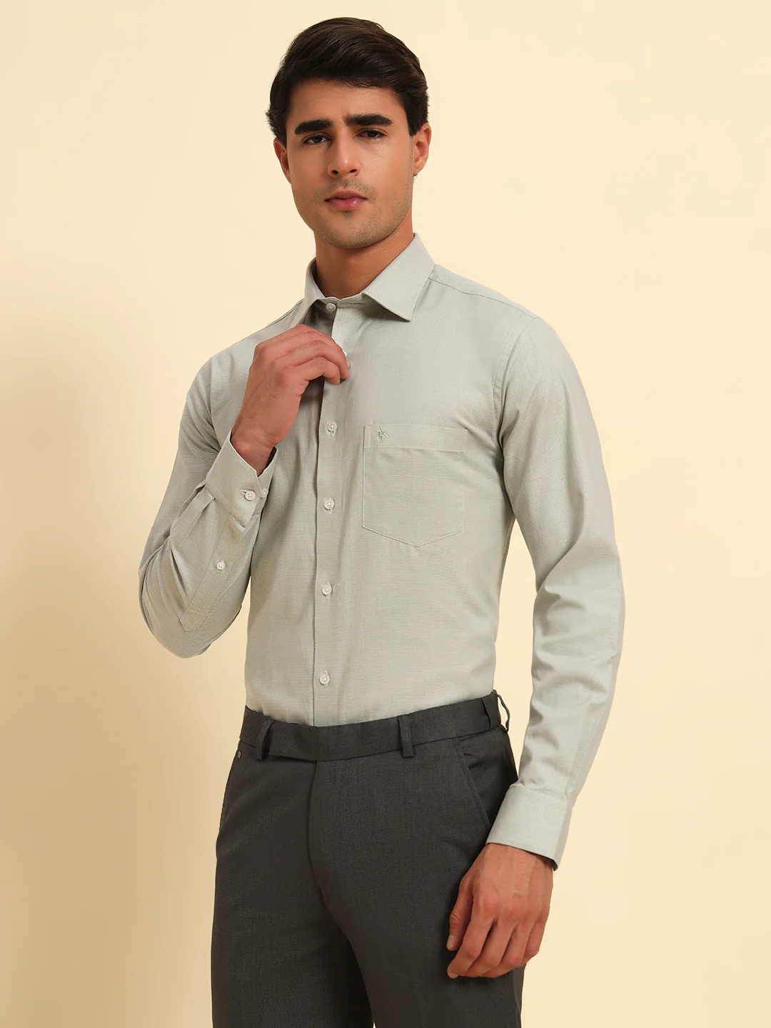 Formal Shirt for Men l Breathable & Soft with Color Fastness Regular Fit Spread Collar Neck Cotton Fabric Self Design Pattern - Image 5