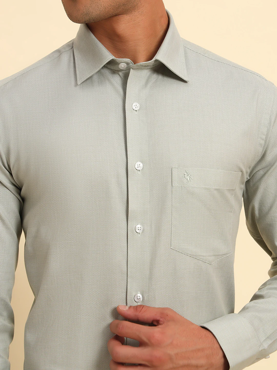 Formal Shirt for Men l Breathable & Soft with Color Fastness Regular Fit Spread Collar Neck Cotton Fabric Self Design Pattern - Image 6