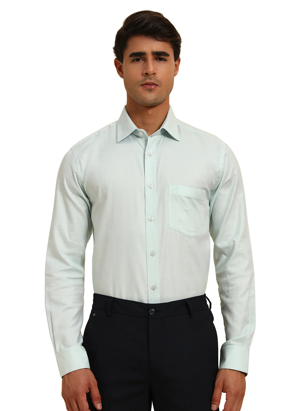 Formal Shirt for Men l Breathable & Soft with Color Fastness Regular Fit Spread Collar Neck Cotton Fabric Self Design Pattern - Image 4