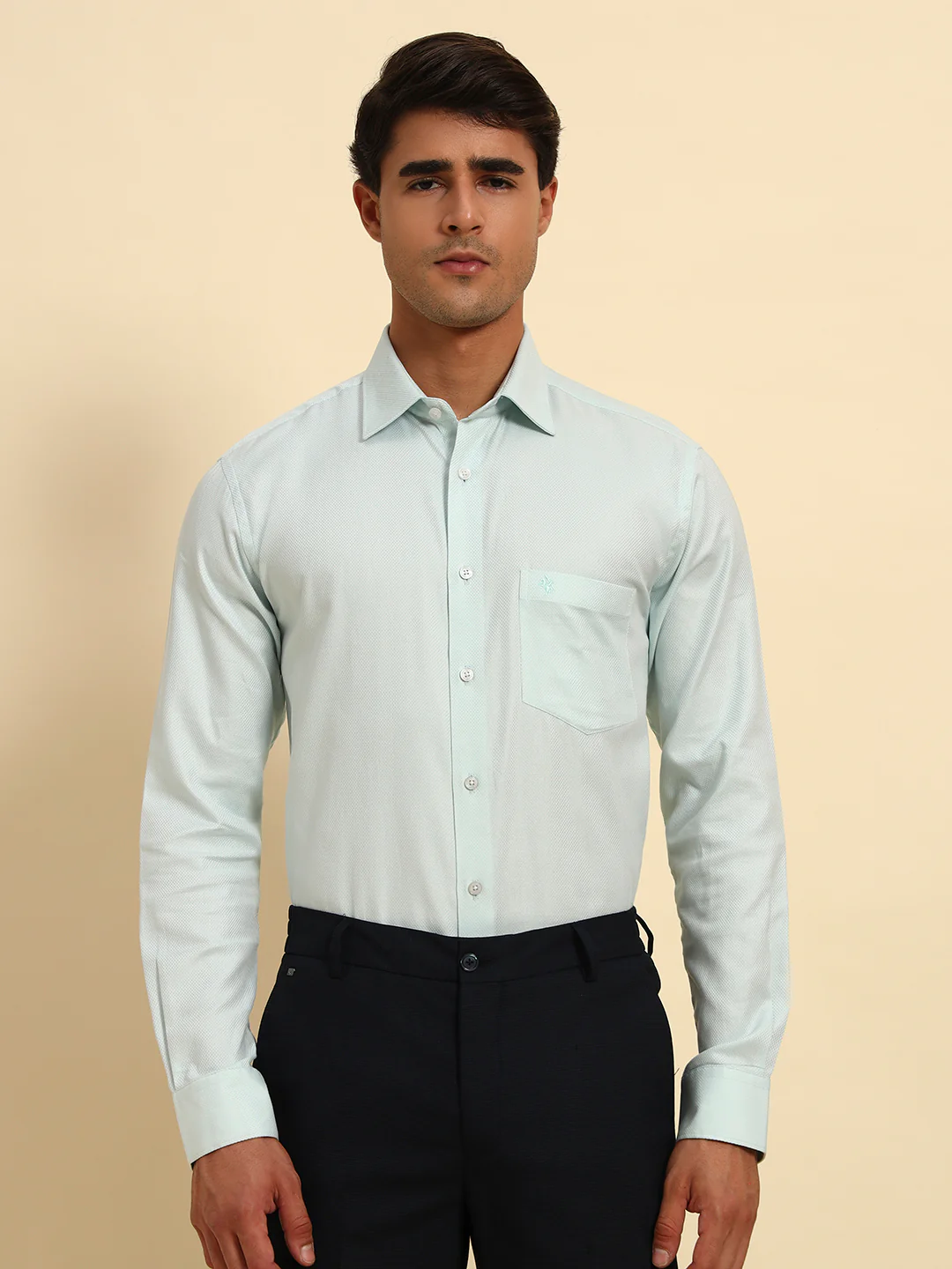 Formal Shirt for Men l Breathable & Soft with Color Fastness Regular Fit Spread Collar Neck Cotton Fabric Self Design Pattern - Image 5