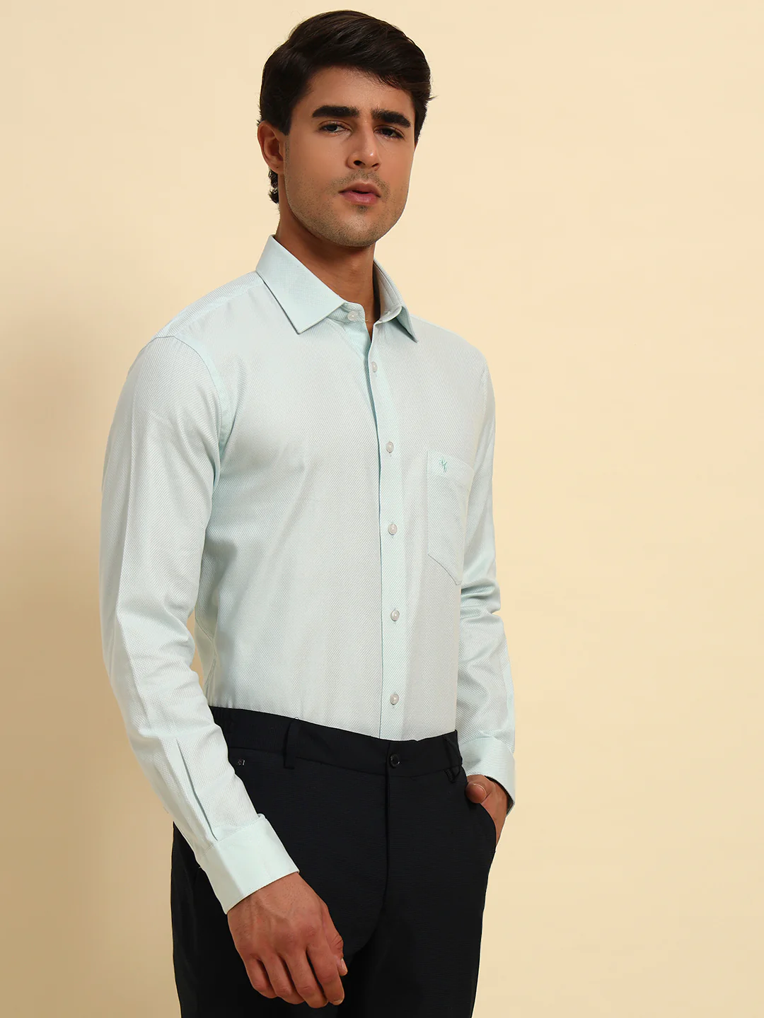 Formal Shirt for Men l Breathable & Soft with Color Fastness Regular Fit Spread Collar Neck Cotton Fabric Self Design Pattern - Image 8