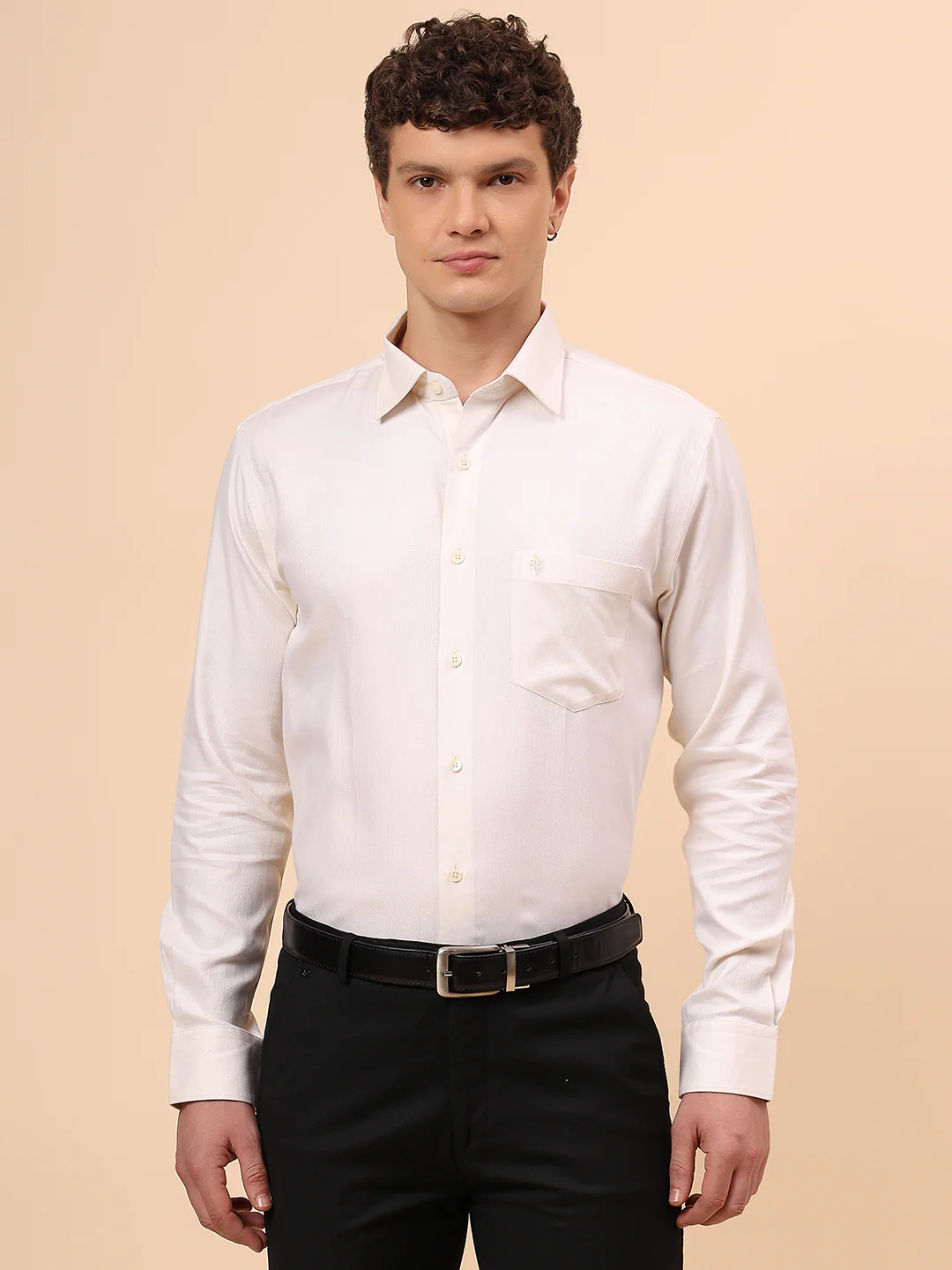 Formal Shirt for Men l Breathable & Soft with Color Fastness Regular Fit Spread Collar Neck Cotton Fabric Solid Pattern - Image 3