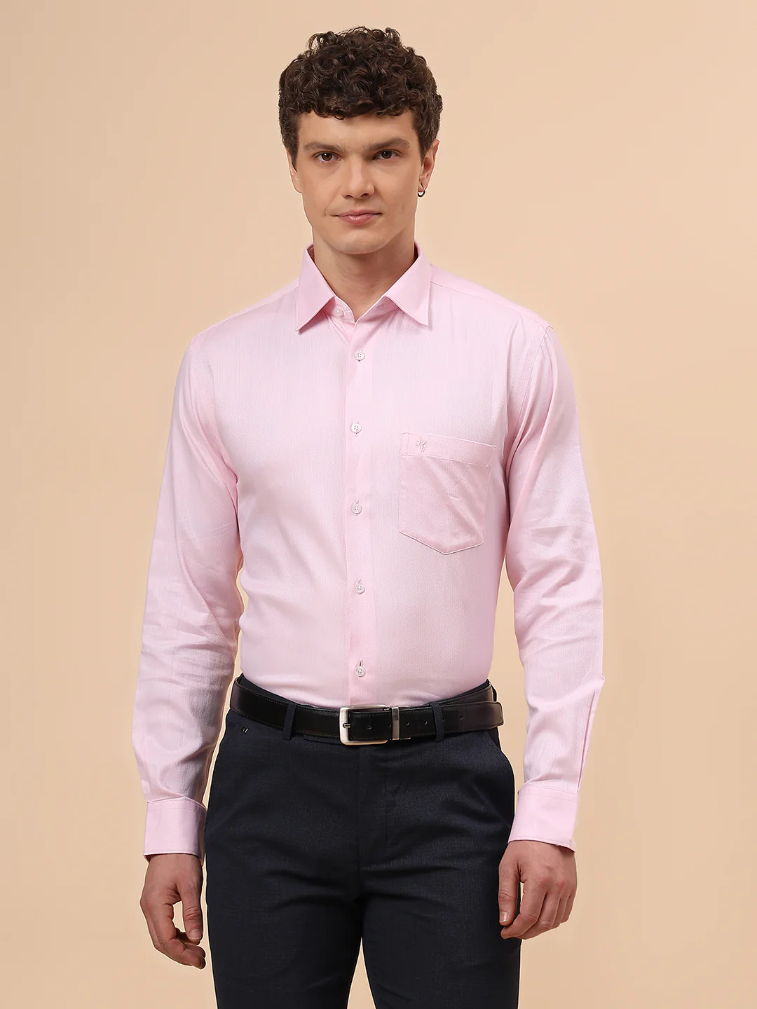 Formal Shirt for Men l Breathable & Soft with Color Fastness Regular Fit Spread Collar Neck Cotton Fabric Self Design Pattern - Image 3