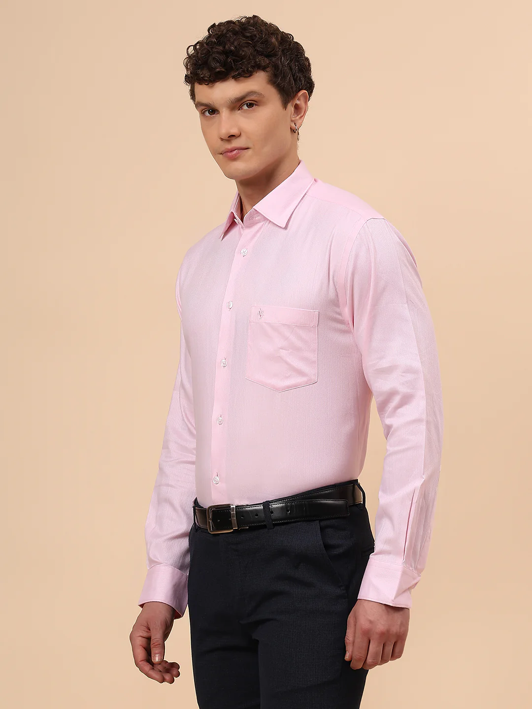 Formal Shirt for Men l Breathable & Soft with Color Fastness Regular Fit Spread Collar Neck Cotton Fabric Self Design Pattern - Image 4