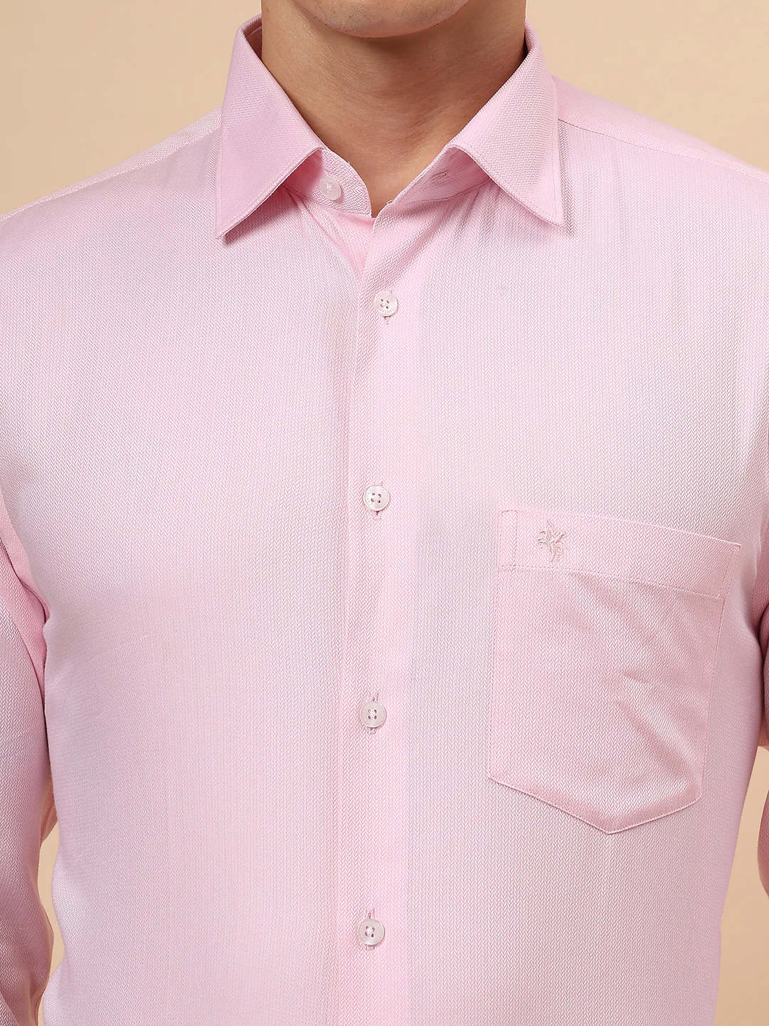 Formal Shirt for Men l Breathable & Soft with Color Fastness Regular Fit Spread Collar Neck Cotton Fabric Self Design Pattern - Image 7