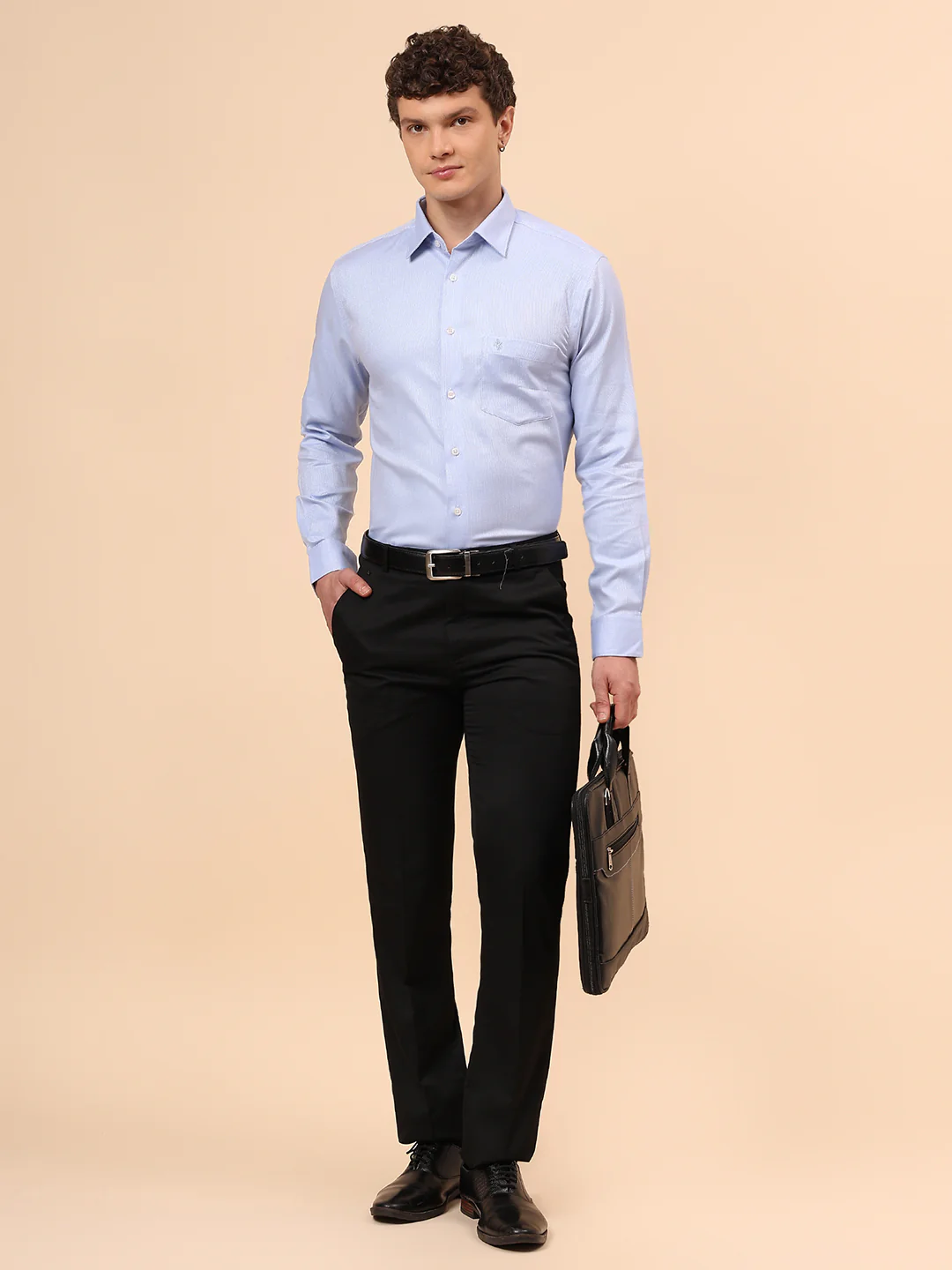 Formal Shirt for Men l Breathable & Soft with Color Fastness Regular Fit Spread Collar Neck Cotton Fabric Self Design Pattern - Image 2